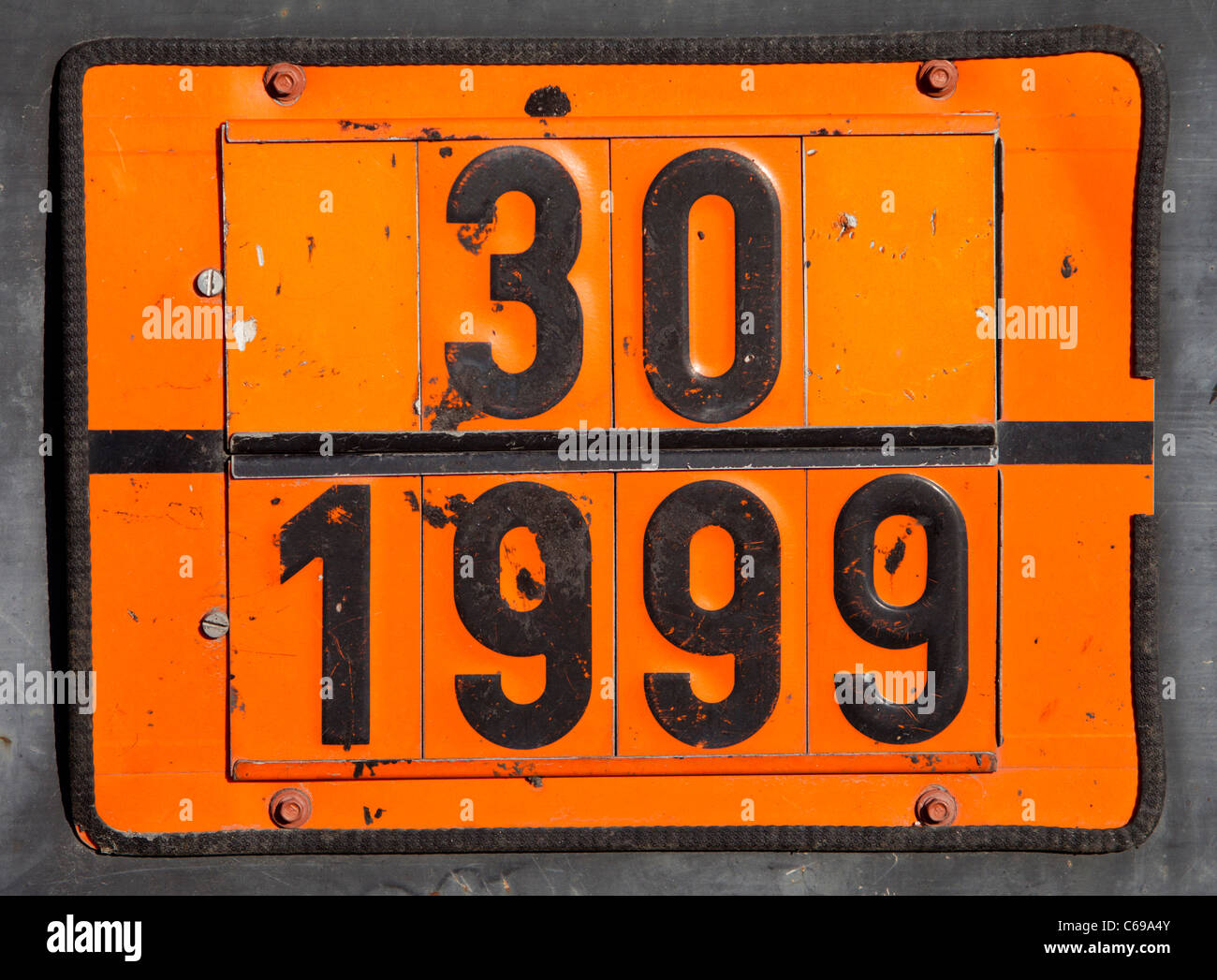 Orange Nummernschild Stockfoto