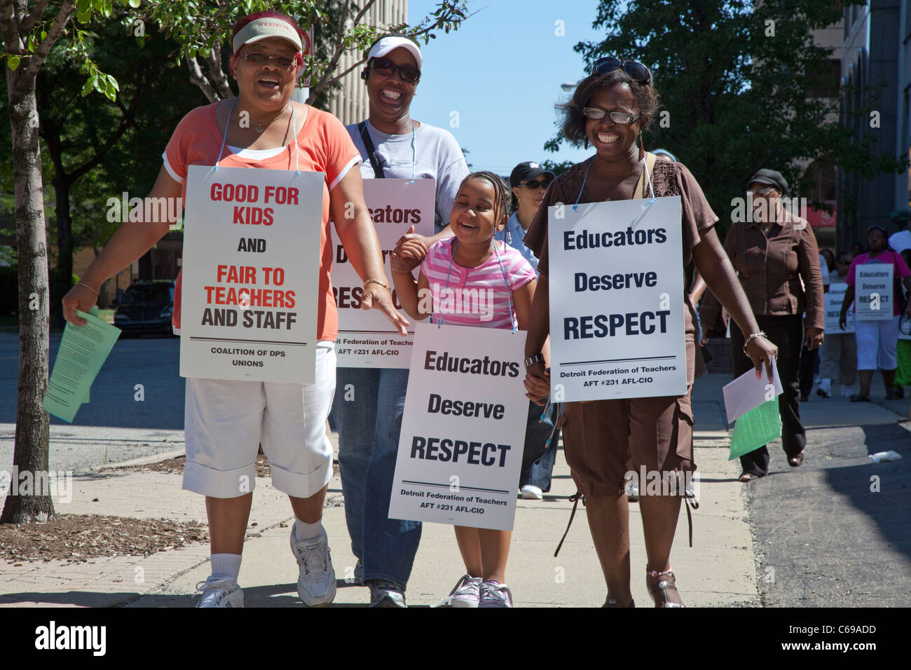 Lehrer protestieren Lohn-Schnitt Stockfoto