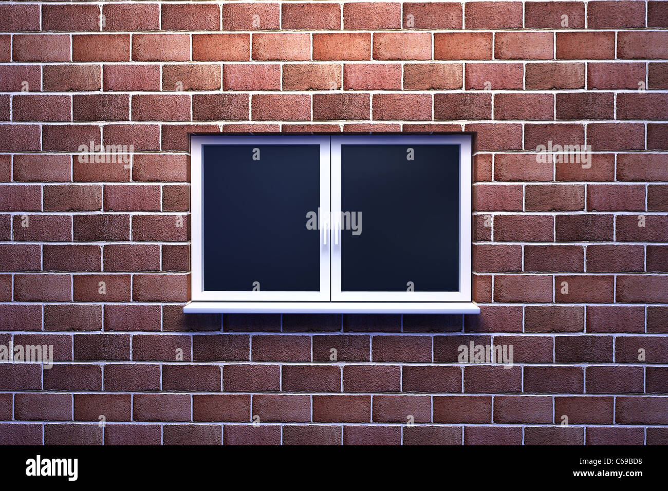 Fenster auf eine Mauer in 3d Stockfoto