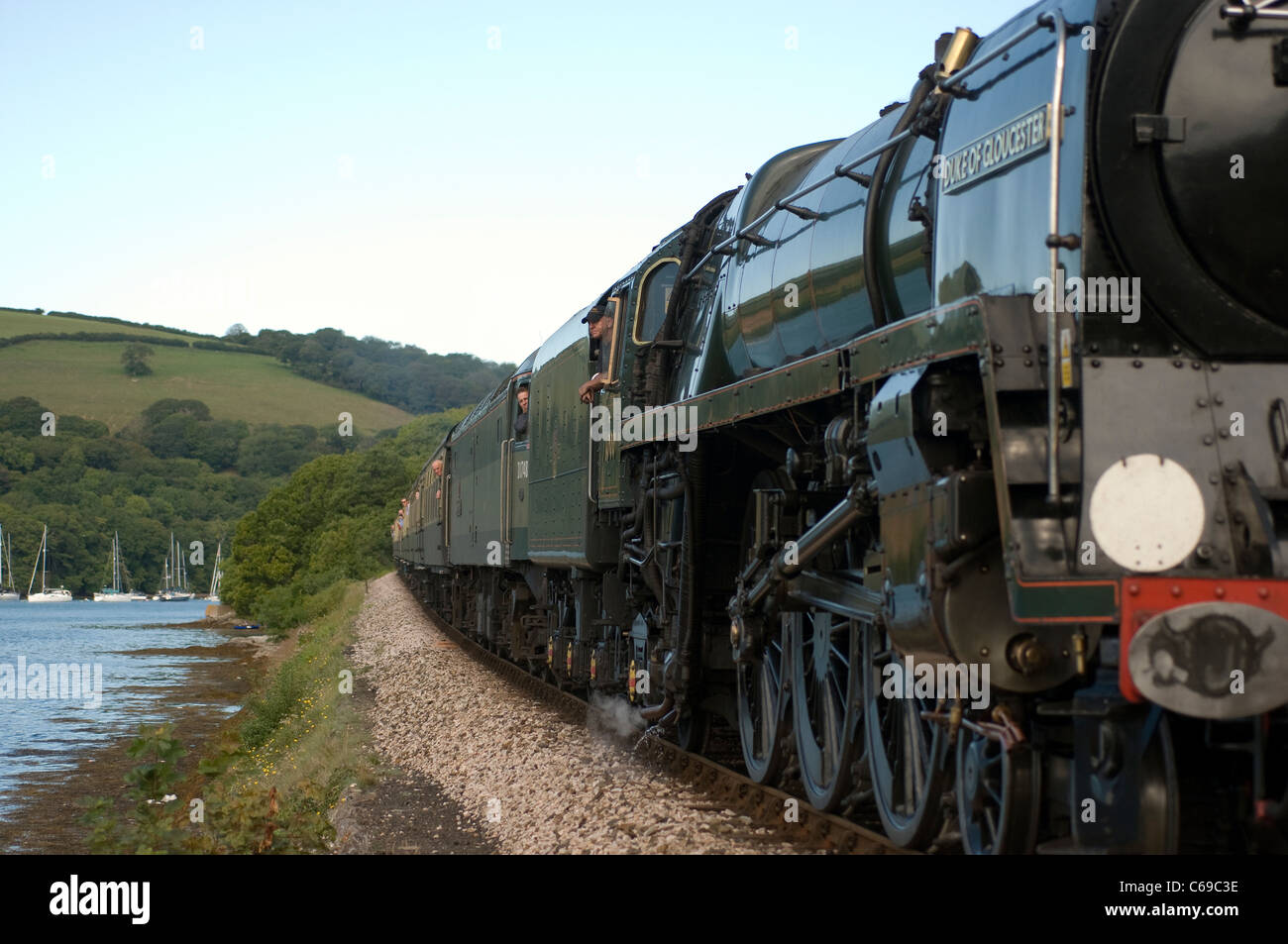 Duke of Gloucester Dampfzug in Kingswear Devon, der "Duke of Gloucester" 4-6-2 (Pazifik) keine 71000 war das einzige Beispiel für die Stockfoto