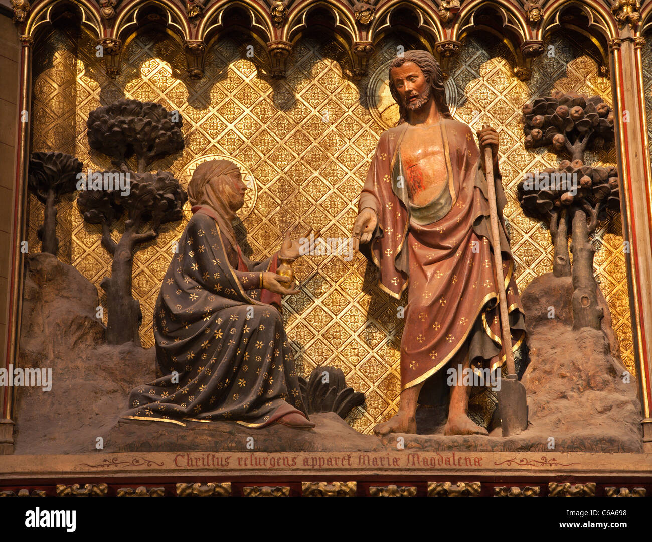Christus und Mary Magdalen - Befreiung von der Kathedrale Notre-Dame in Paris Stockfoto