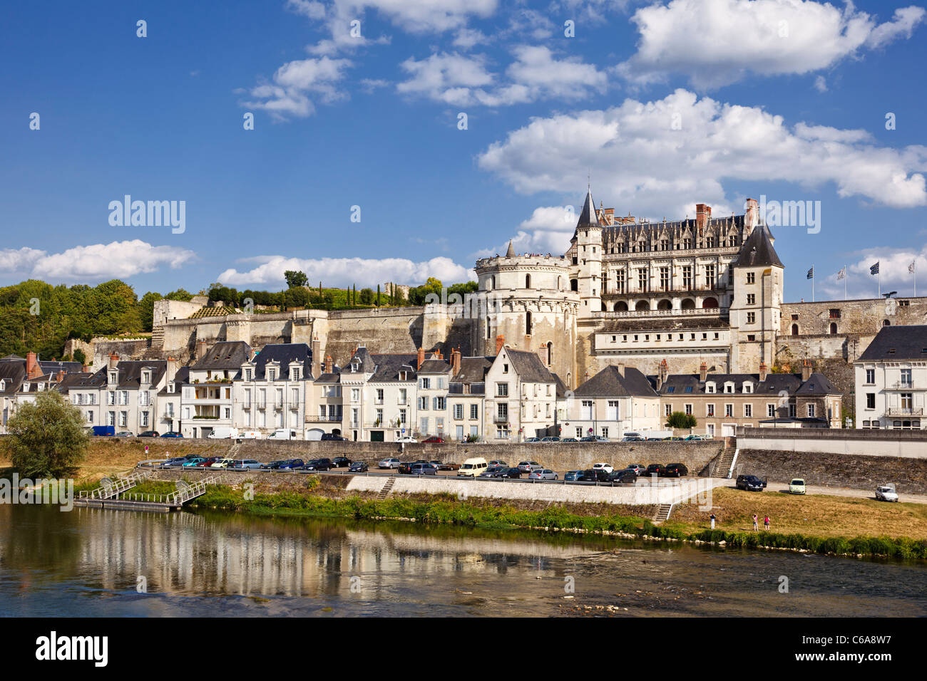 Schloss Amboise und Fluss Loire, Indre et Loire, Frankreich, Europa Stockfoto