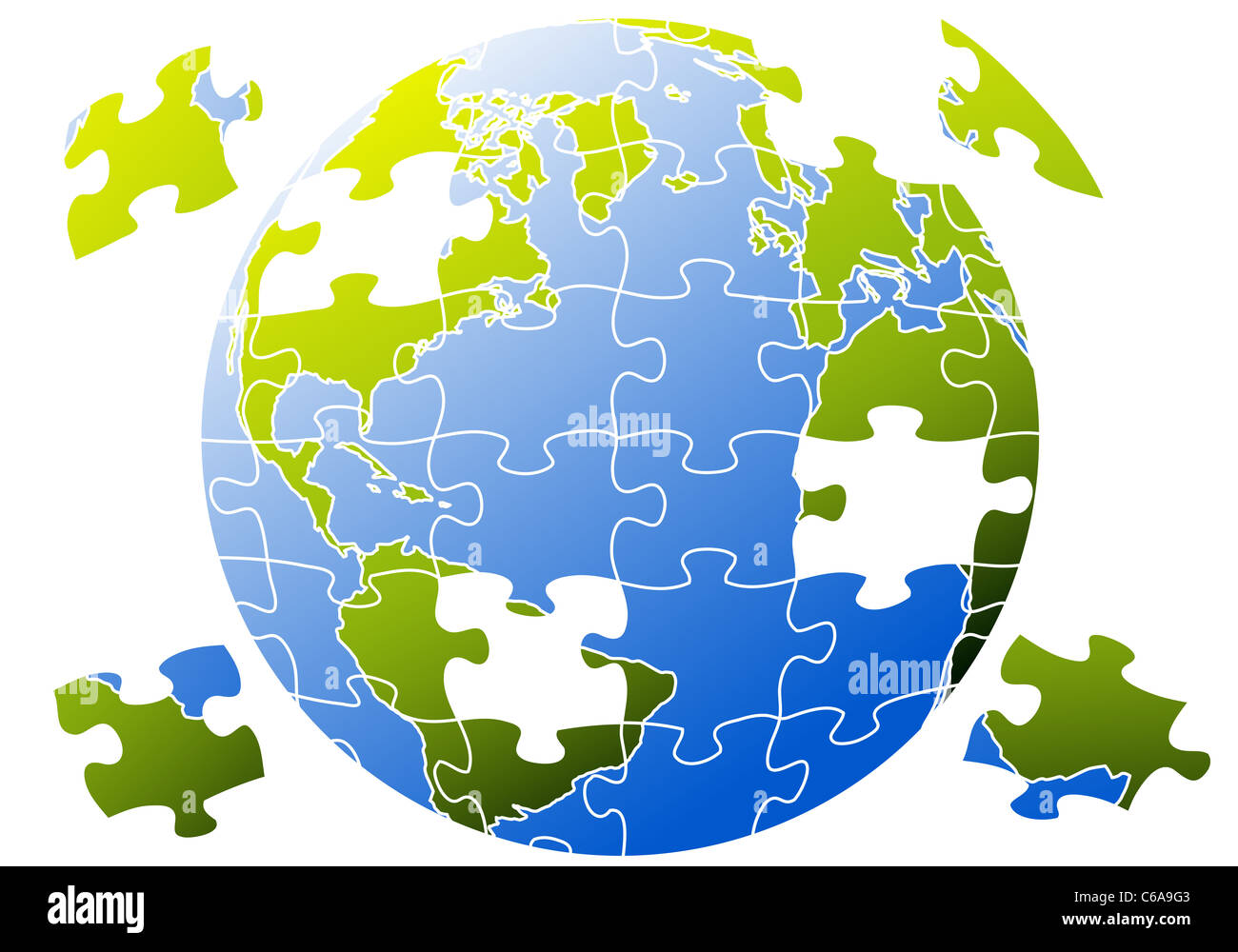 Erdkugel mit Jigsaw puzzle Stockfoto