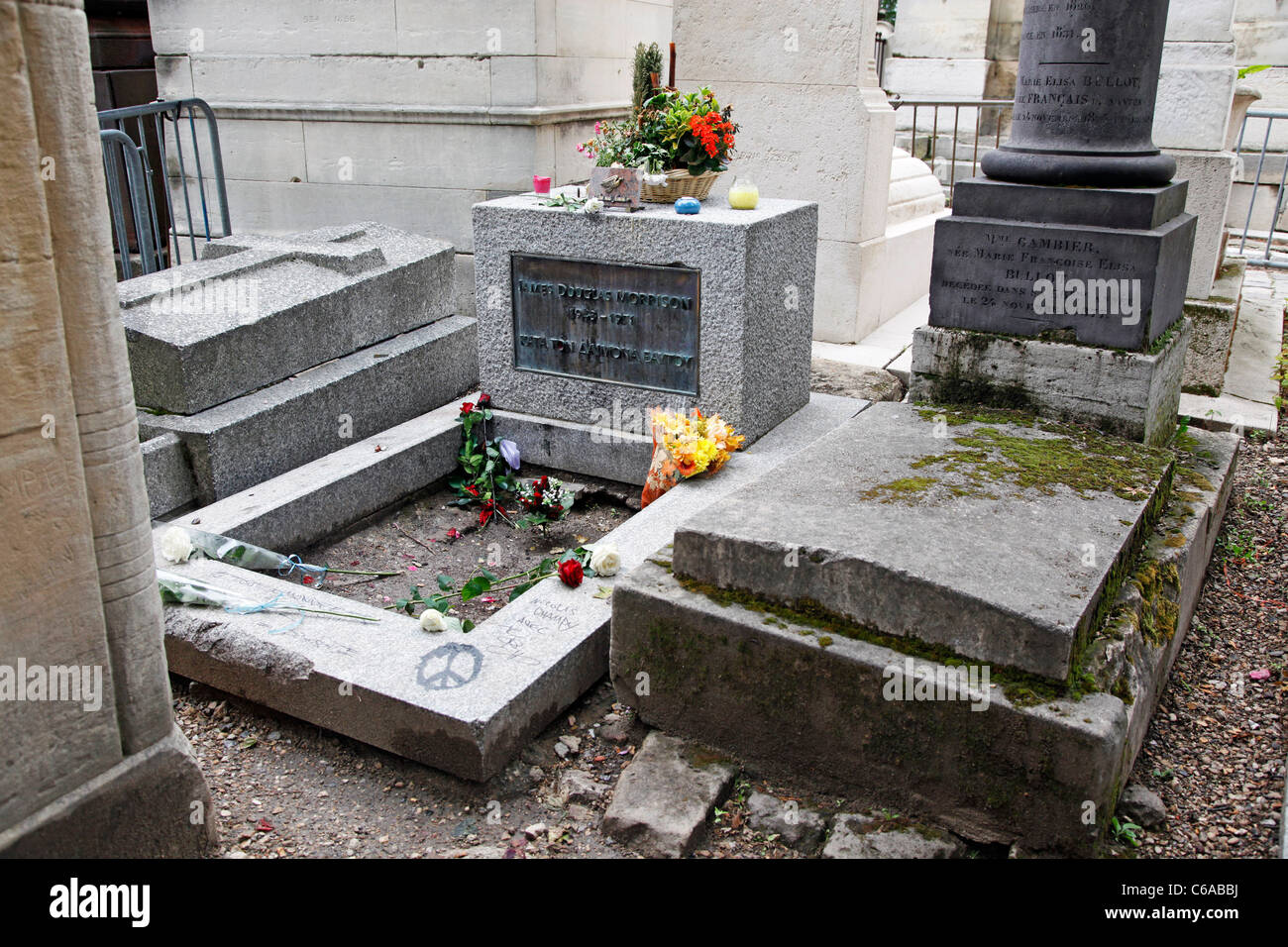 Grab von Jim Morrison der Türen am Friedhof Pere Lachaise in Paris, Frankreich Stockfoto