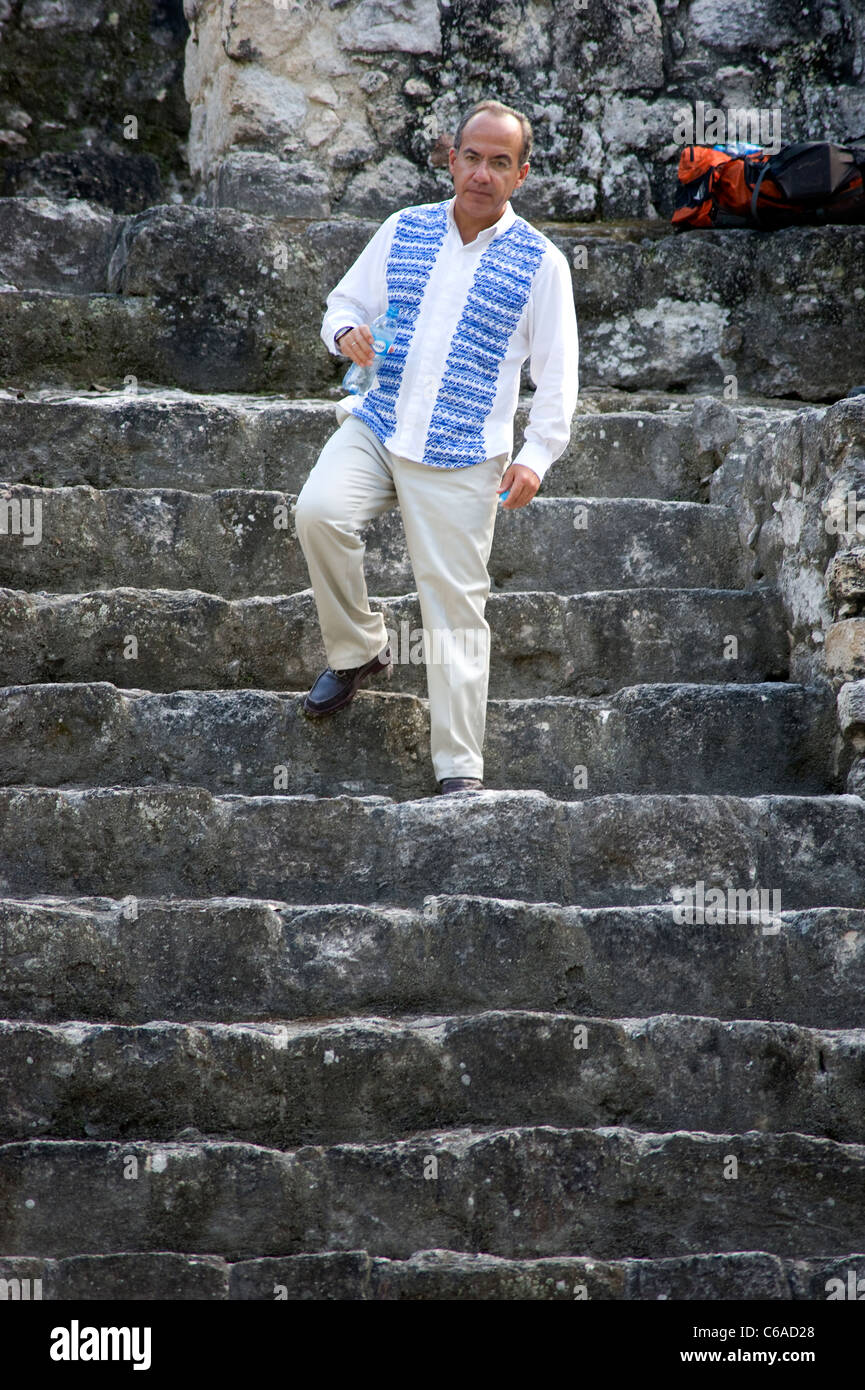 Präsident Felipe Calderon in Calakmul Mexiko Stockfoto