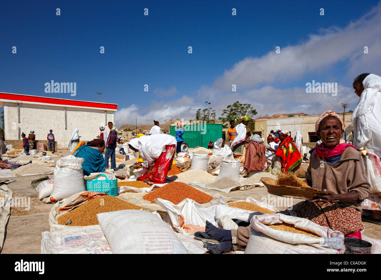 Getreidemarkt in Dekamhare, Eritrea, Afrika Stockfoto