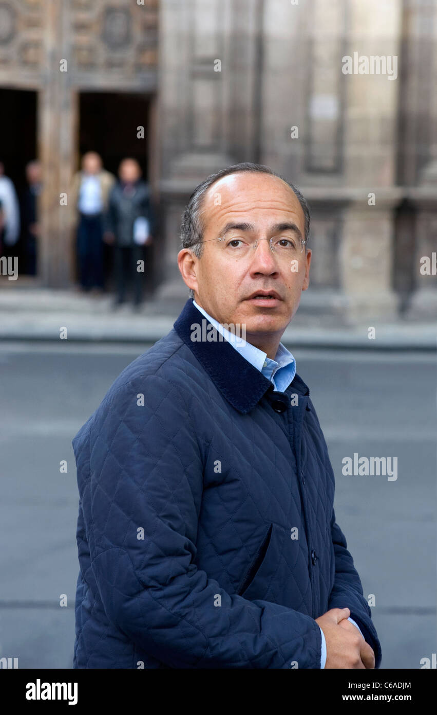 Präsident Felipe Calderon in seiner Heimat von Morelia Stockfoto