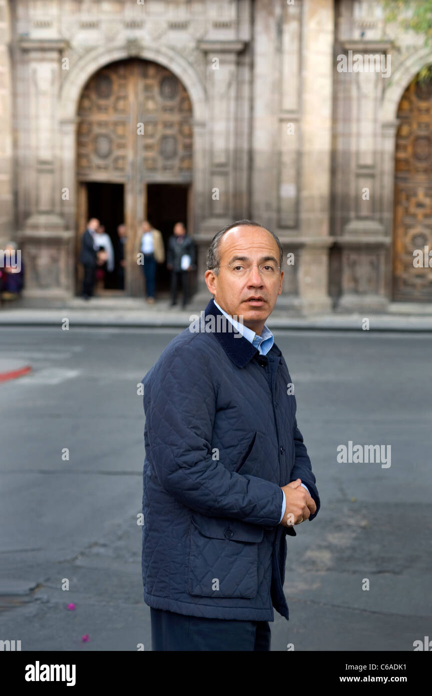 Präsident Felipe Calderon in seiner Heimat von Morelia Stockfoto