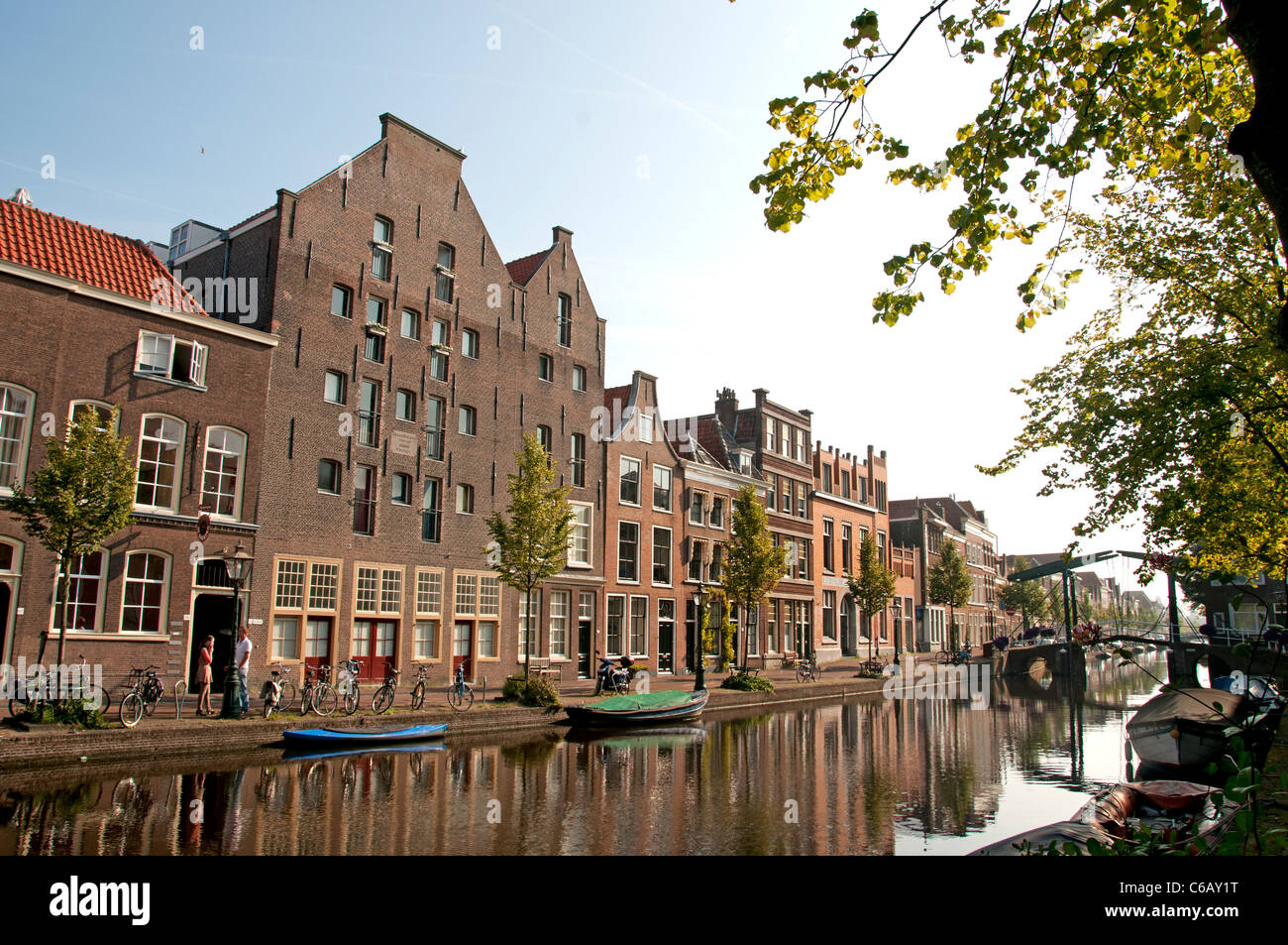 Leiden Niederlande Oude Rijn Kanal alt-Rhein Stockfoto