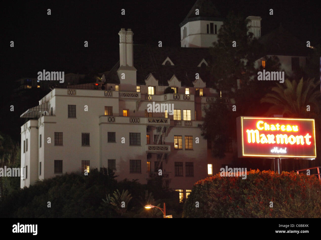 Allgemeine Ansicht Hotel und bar Chateau Marmont am Sunset Boulevard in West Hollywood. Los Angeles, Kalifornien - 01.06.2010 Stockfoto