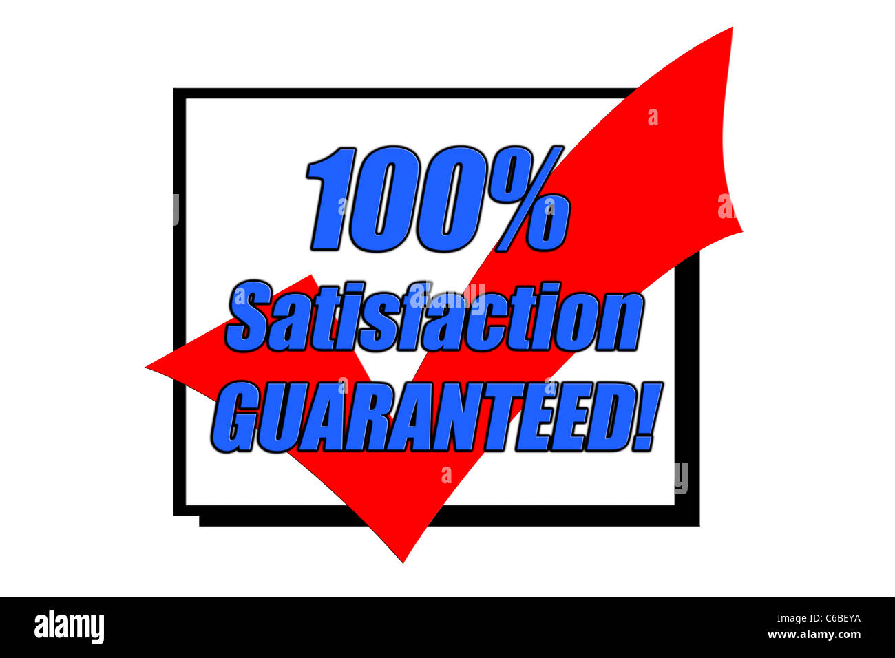 100 % Zufriedenheit garantiert Konzept isoliert auf weiss Stockfoto