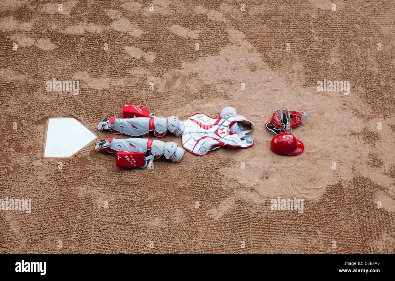 Baseball-Catcher Schutzausrüstung Stockfoto