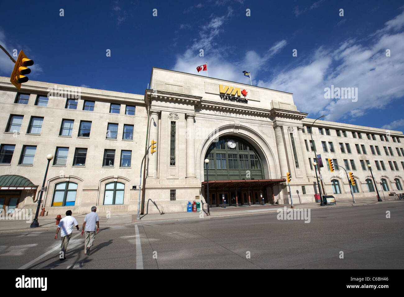 Union Station über Schiene Kanada Downtown Winnipeg Manitoba Kanada Stockfoto