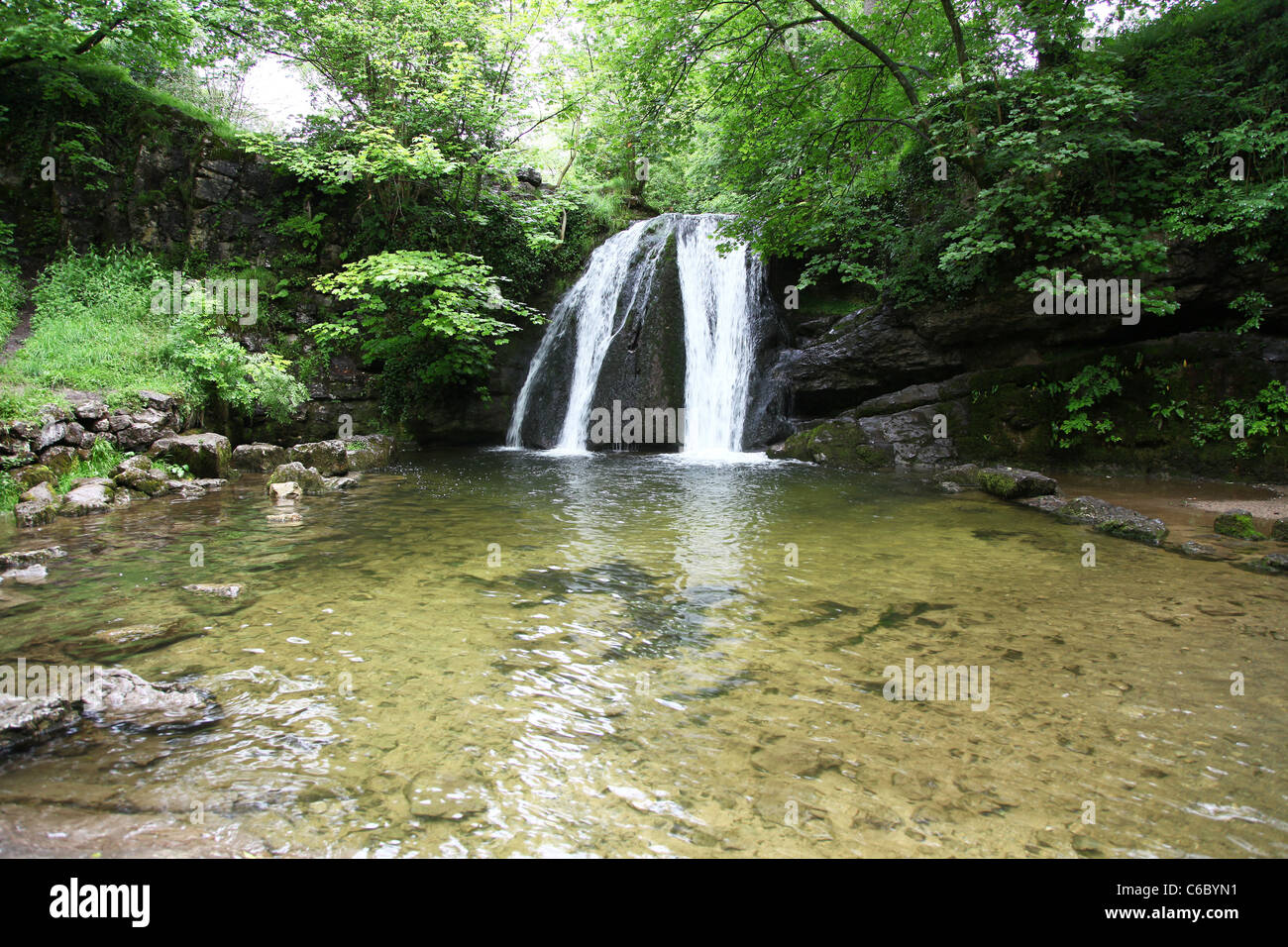 Janets Foss ist ein kleiner Wasserfall in der Nähe des Dorfes Malham, North Yorkshire, England, UK Stockfoto