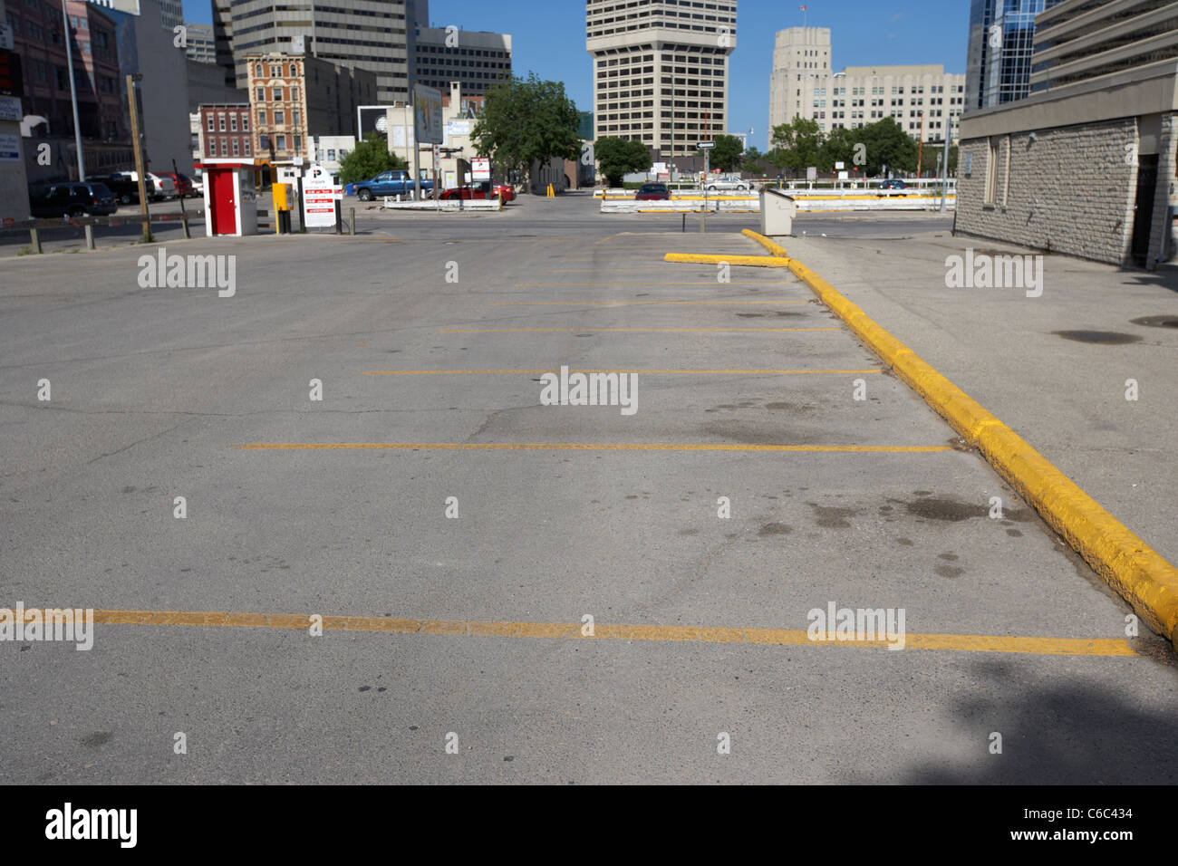 leeren Parkplatz mitten in der Stadt der Innenstadt Winnipeg Manitoba Kanada Stockfoto