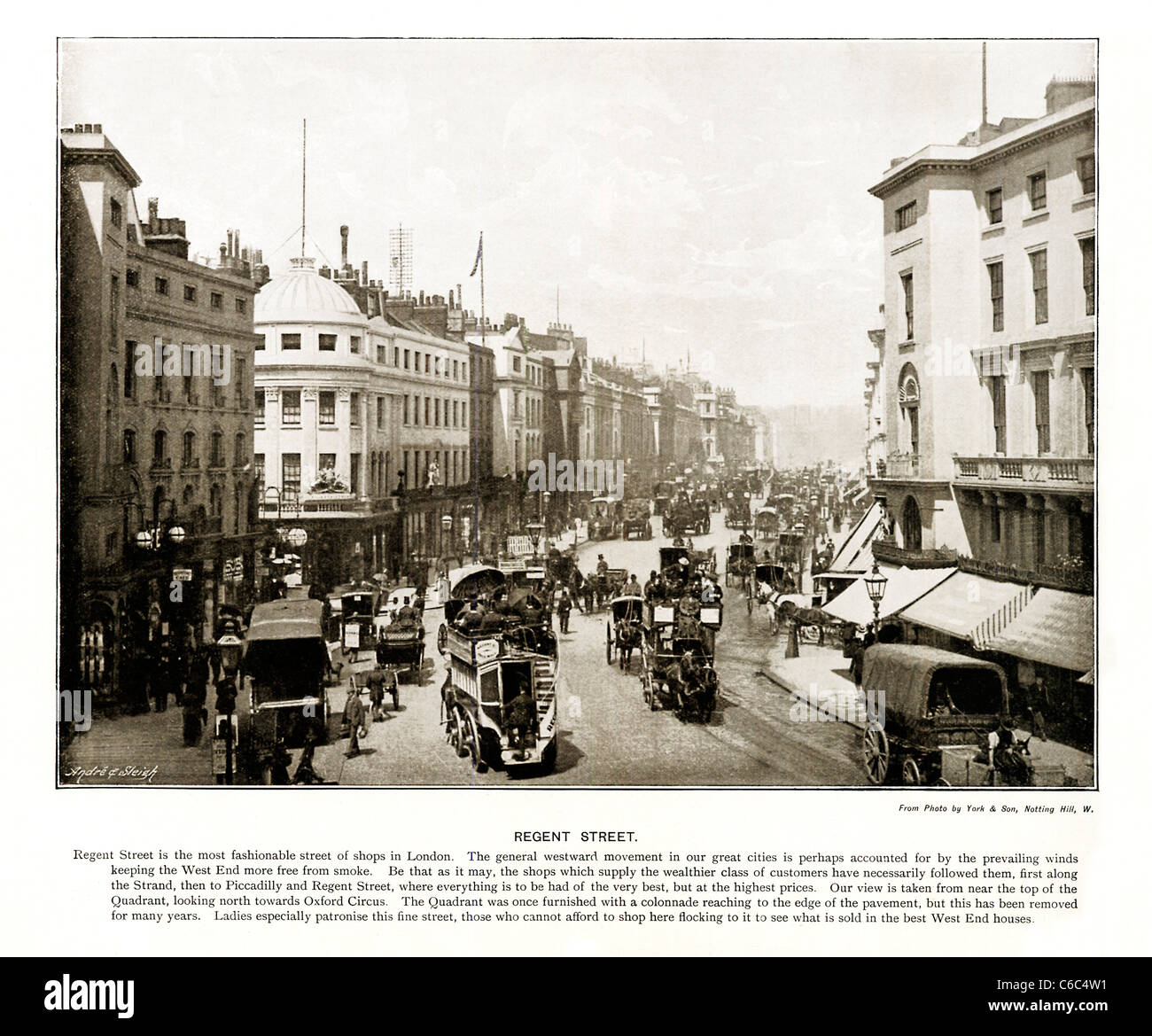 Regent Street, London, 1897 viktorianischen Foto der West End-Straße gebaut von Nash, Blick nach Norden aus dem Quadranten Stockfoto