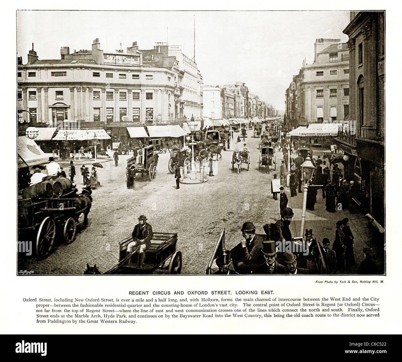 Oxford Street und Oxford Circus, London, 1897 viktorianischen Foto Blick nach Osten über was bisherige Regent Circus. Stockfoto