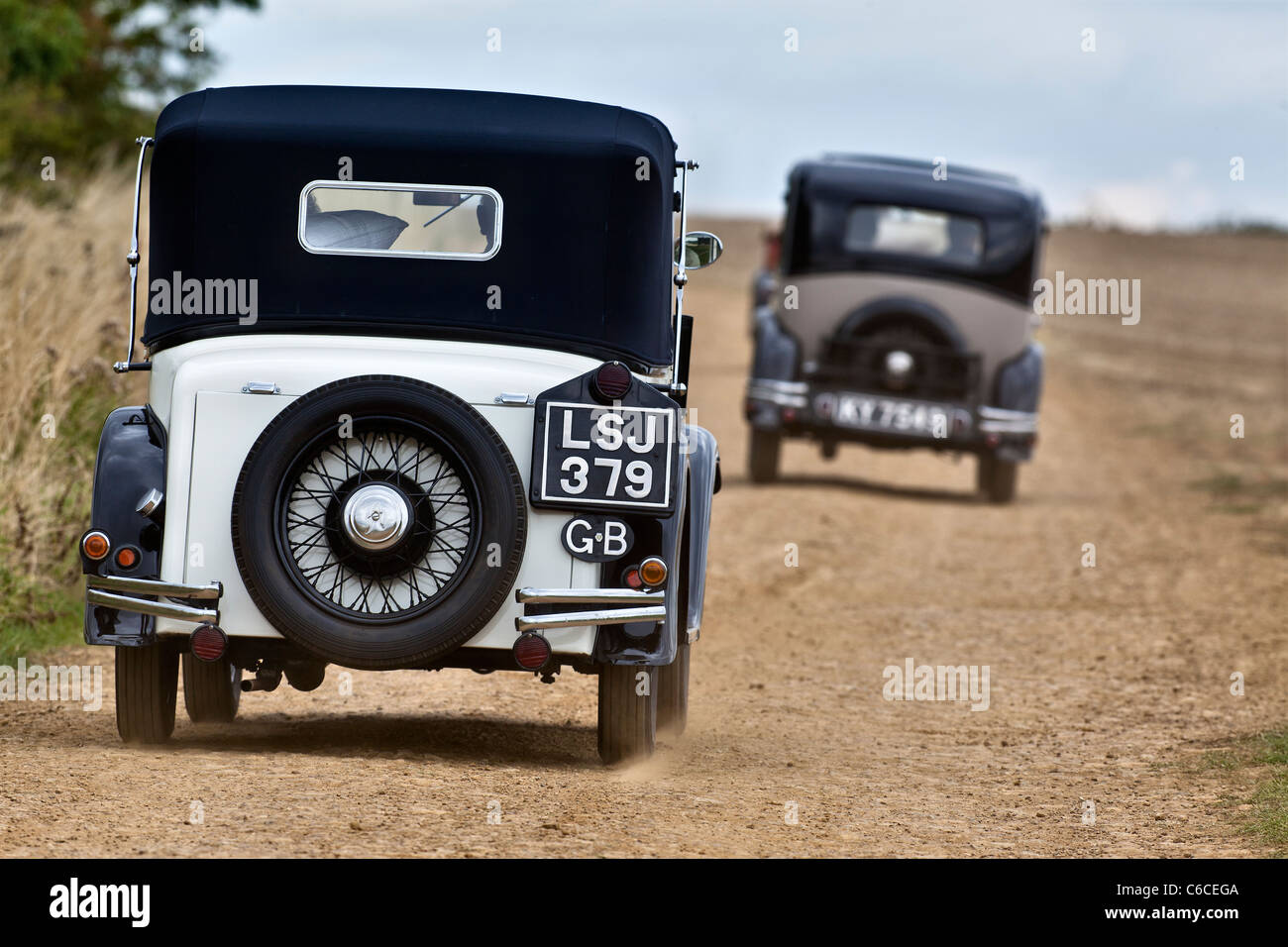 Zwei Vintage Austin 7 Autos aus den 1930er Jahren Stockfoto