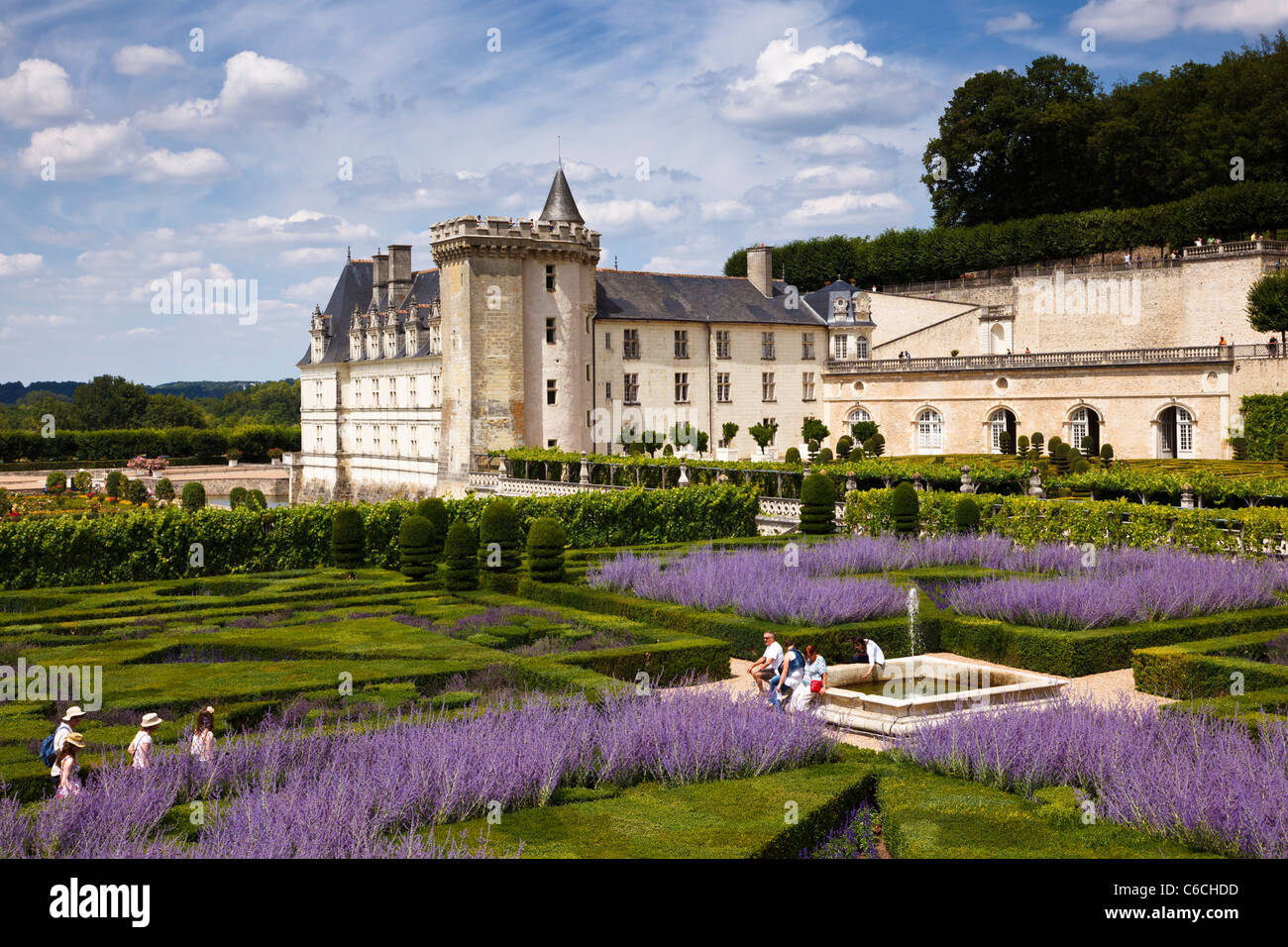Loire-Tal - Chateau de Villandry aus dem Kräutergarten, Indre et Loire, Frankreich, Europa Stockfoto