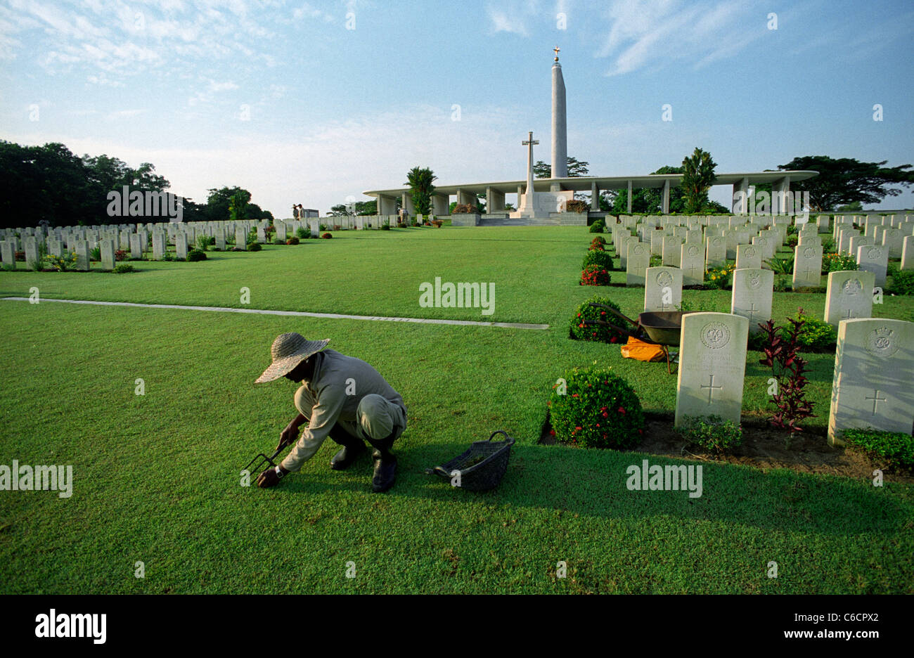 Kranji War Cemetery und Kranji Militär Friedhof Singapur, verwaltet von der Commonwealth War Graves Commission. Stockfoto