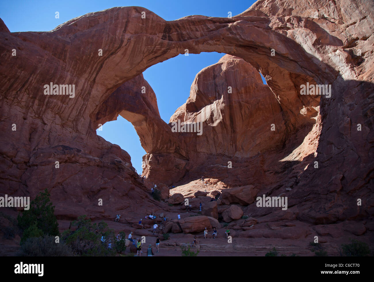 Moab, Utah - Double Arch im Arches National Park. Stockfoto