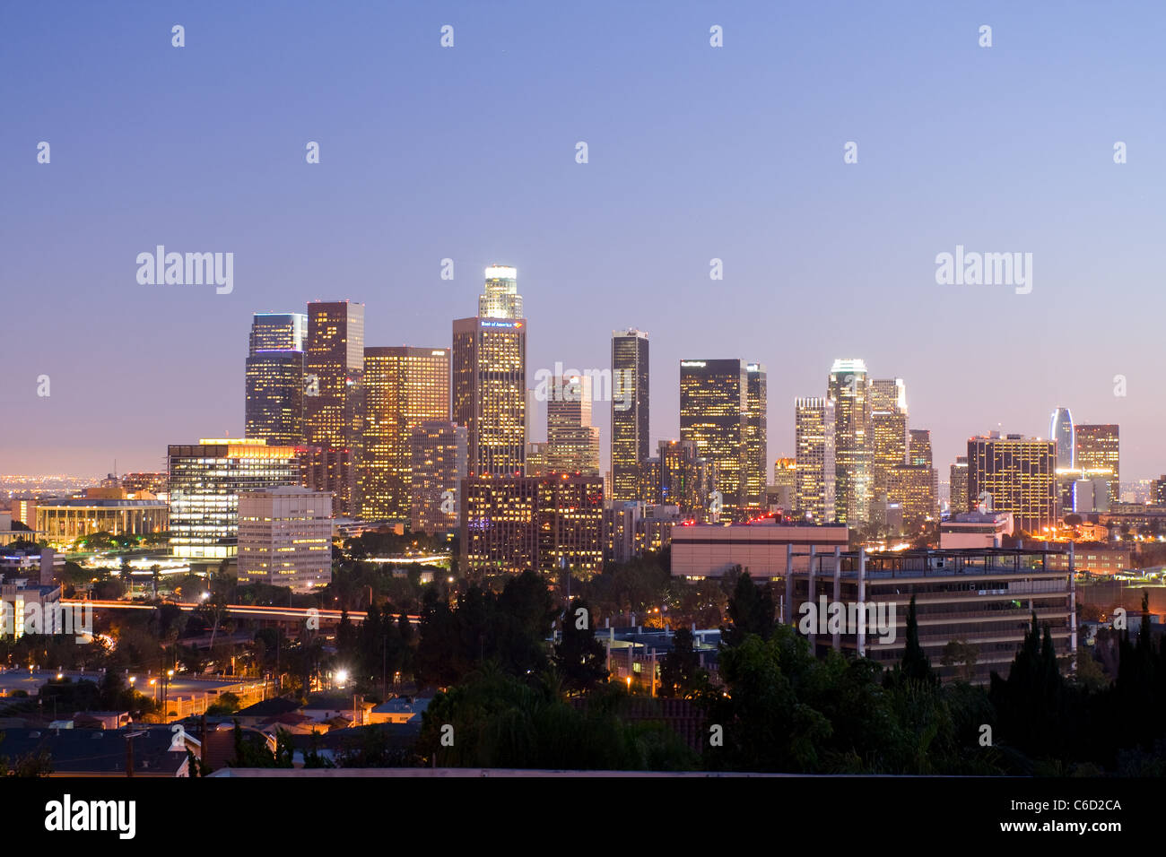 Dämmerung, Downtown Los Angeles, Calfornia, USA Stockfoto