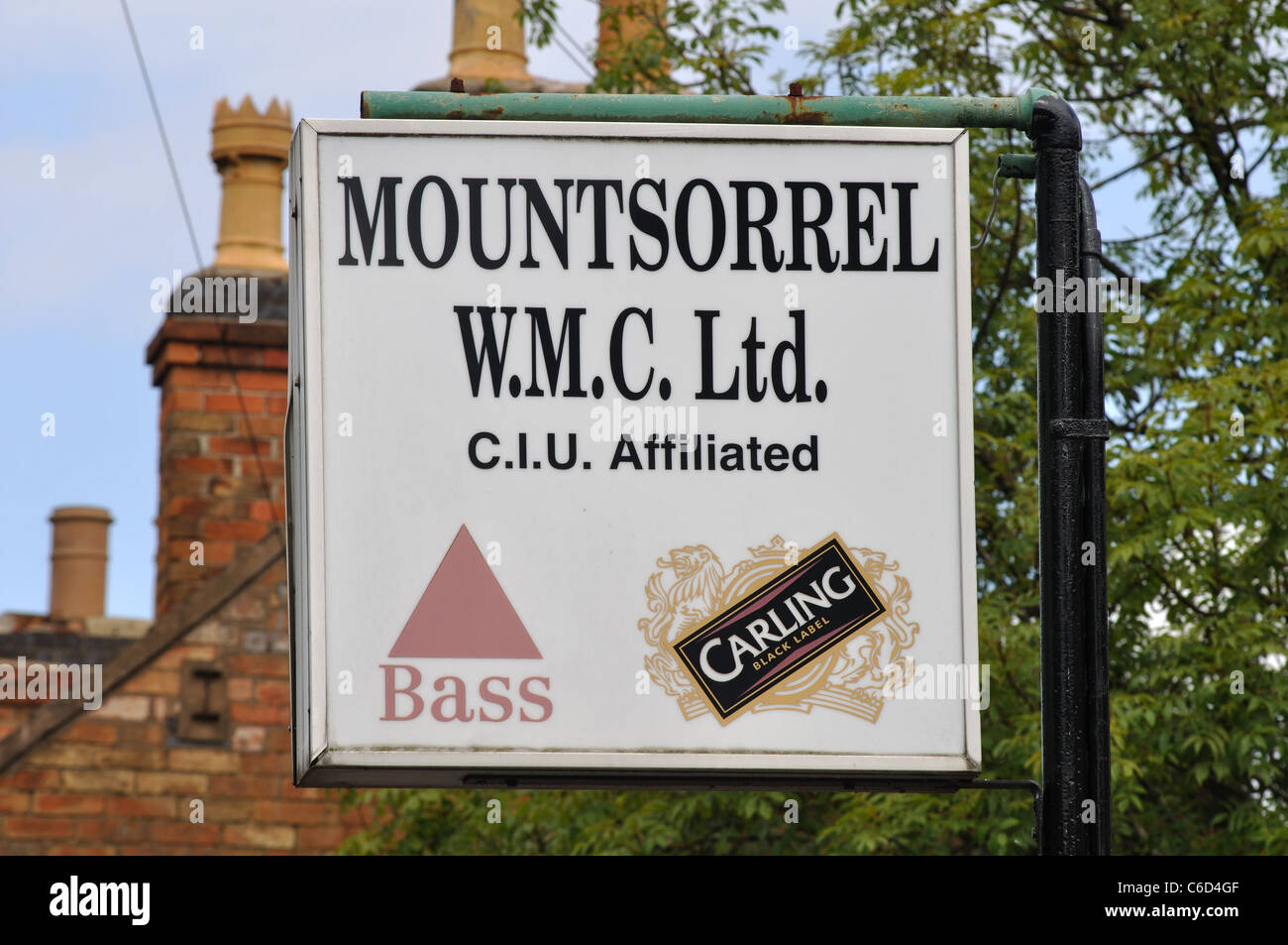 Mountsorrel Working Men Club Zeichen, Leicestershire, England, UK Stockfoto