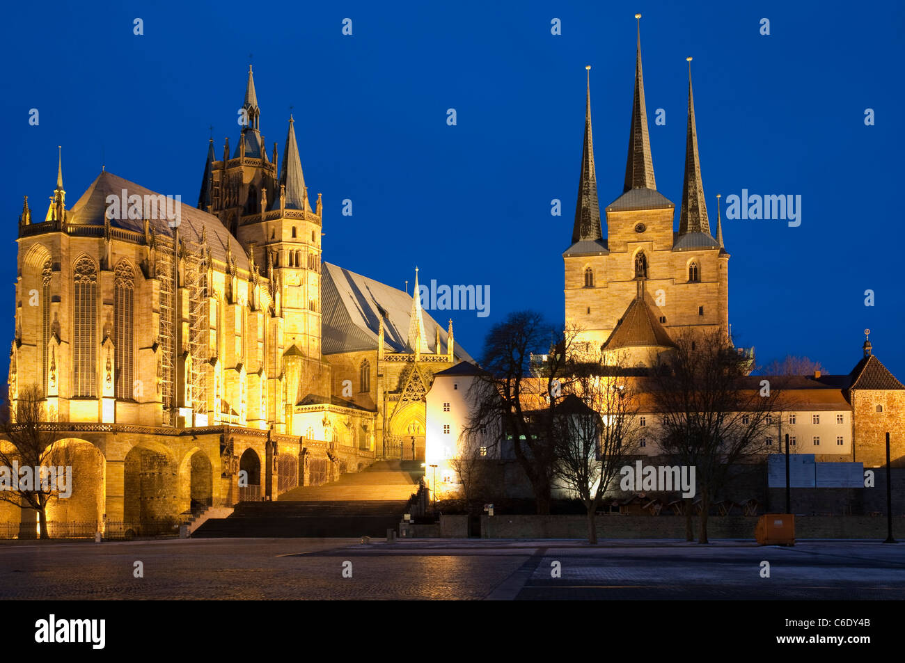 St. Marien Dom und St. Severi Kirche in Erfurt, Thüringen, Deutschland, Europa Stockfoto