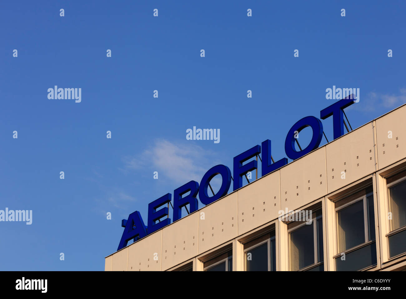 Aeroflot-Büros in Berlin, Deutschland zu unterzeichnen. Stockfoto