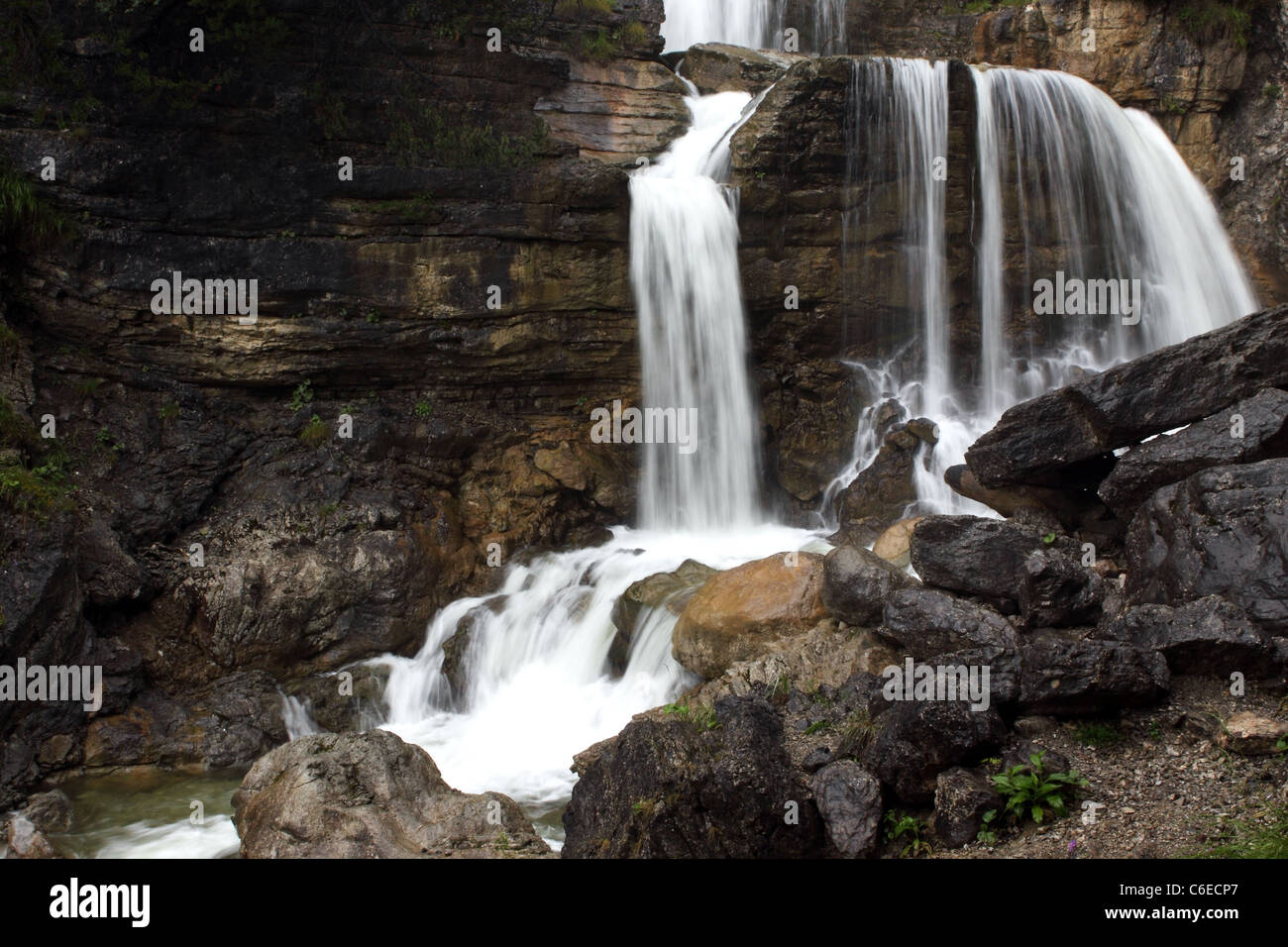 Alpine Wasserfall in Farchant Stockfoto