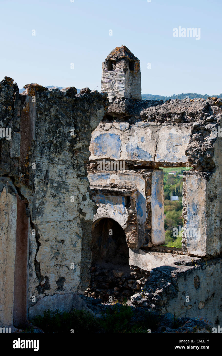 Kayakoy, Deserted Village, ehemals griechischen Dorf, Bevölkerung repatriiert nach dem ersten Weltkrieg, Fethiye in der Nähe von Ölüdeniz, Türkei Stockfoto