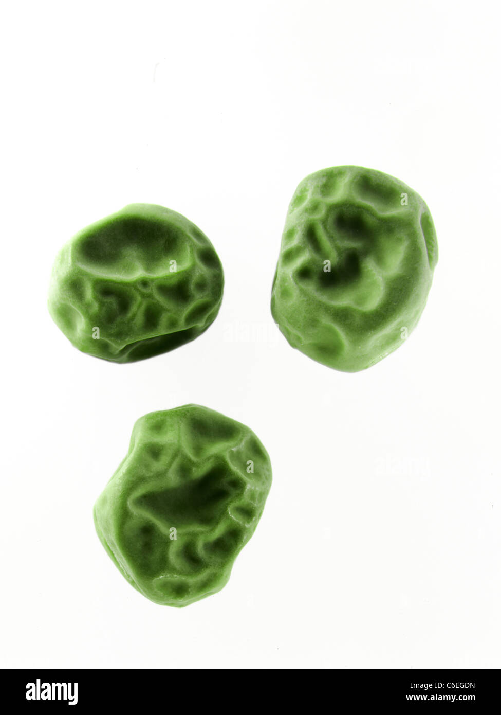 Studioaufnahme von Pea Samen auf weißem Hintergrund Stockfoto