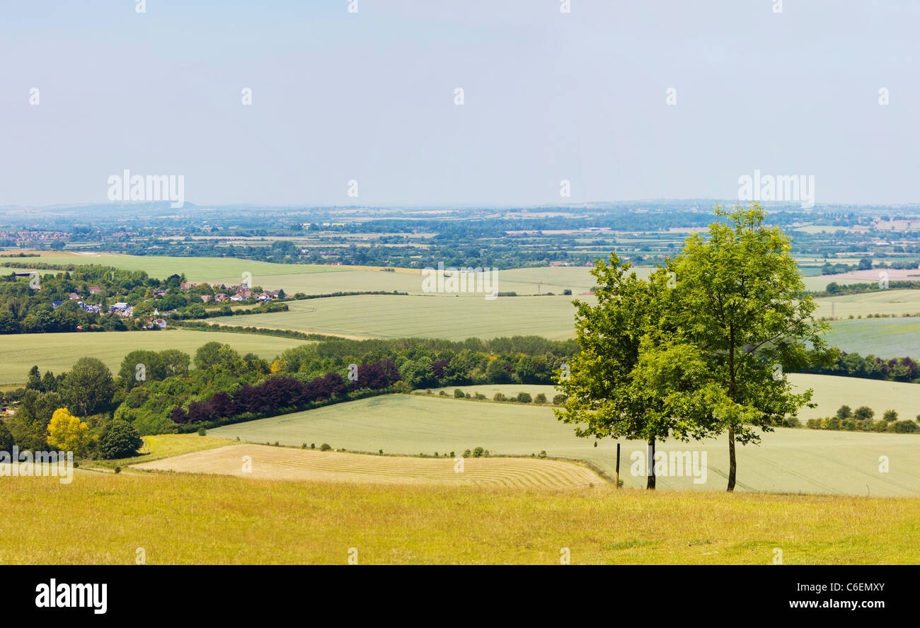 Blick von einem Hügel über der Dunstable Downs im England, uk Stockfoto