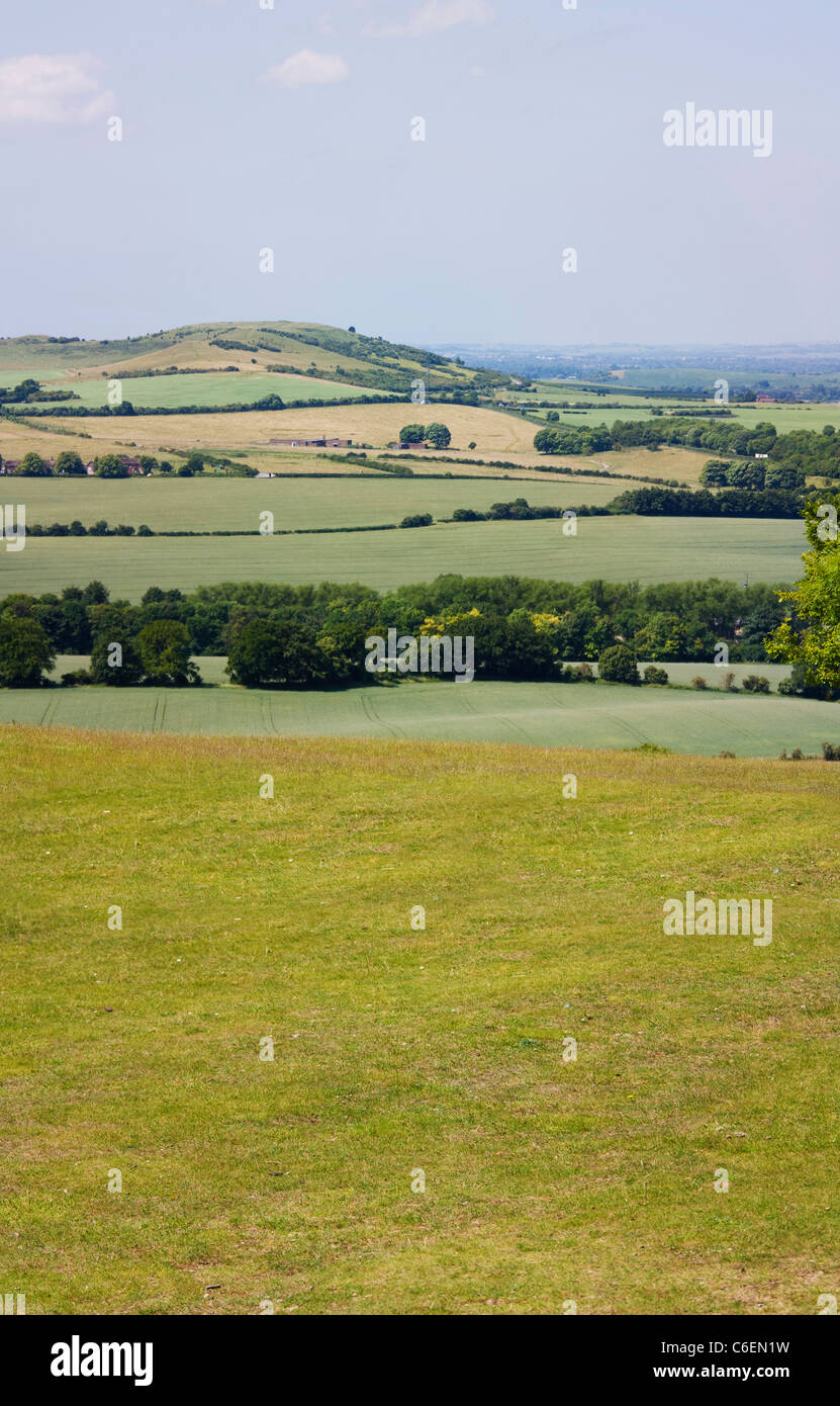 Blick von einem Hügel über der Dunstable Downs im England, uk Stockfoto