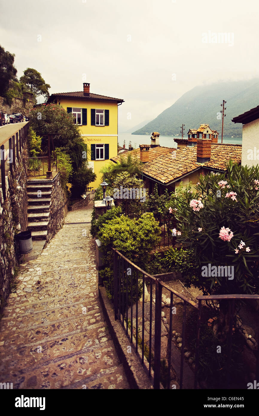 Gandria einer Kleinstadt in der Nähe von Lugano, Schweiz Stockfoto
