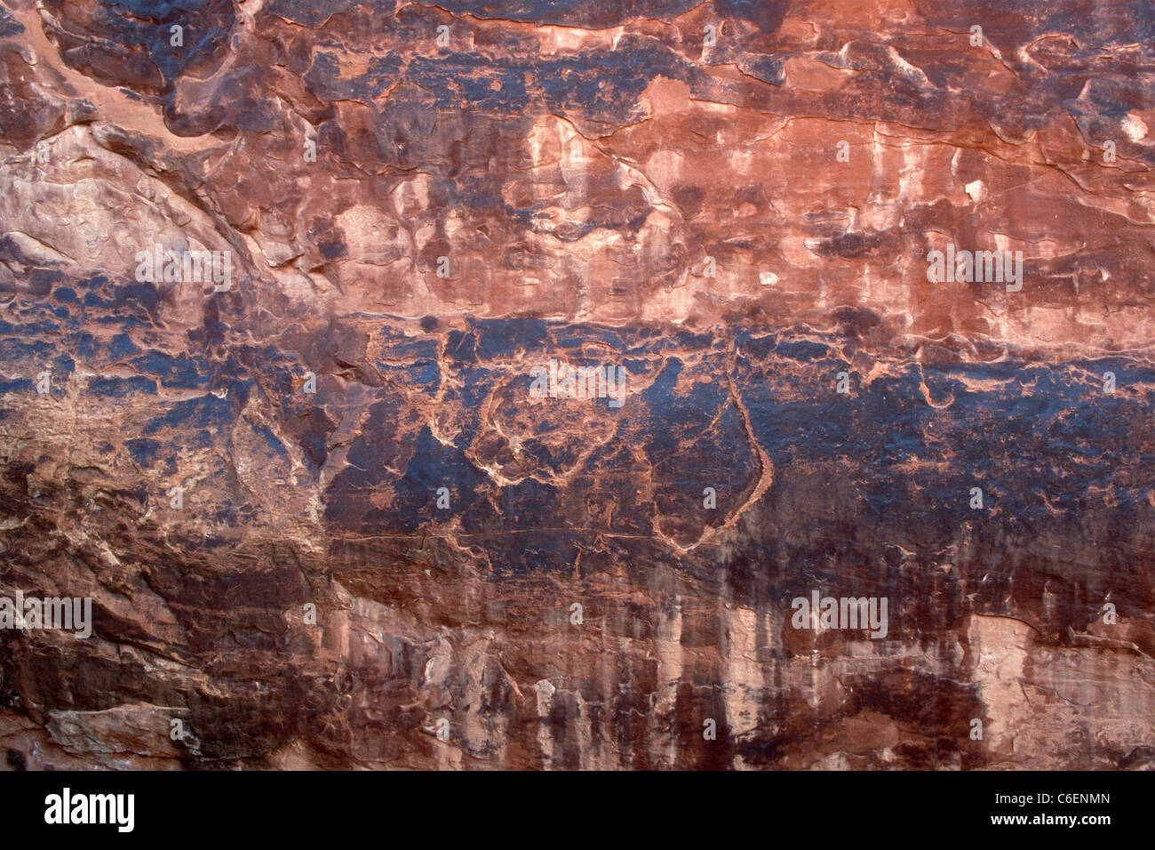 Komplizierte Navajo Sandstein Texturen im Arches National Park in Utah. Stockfoto