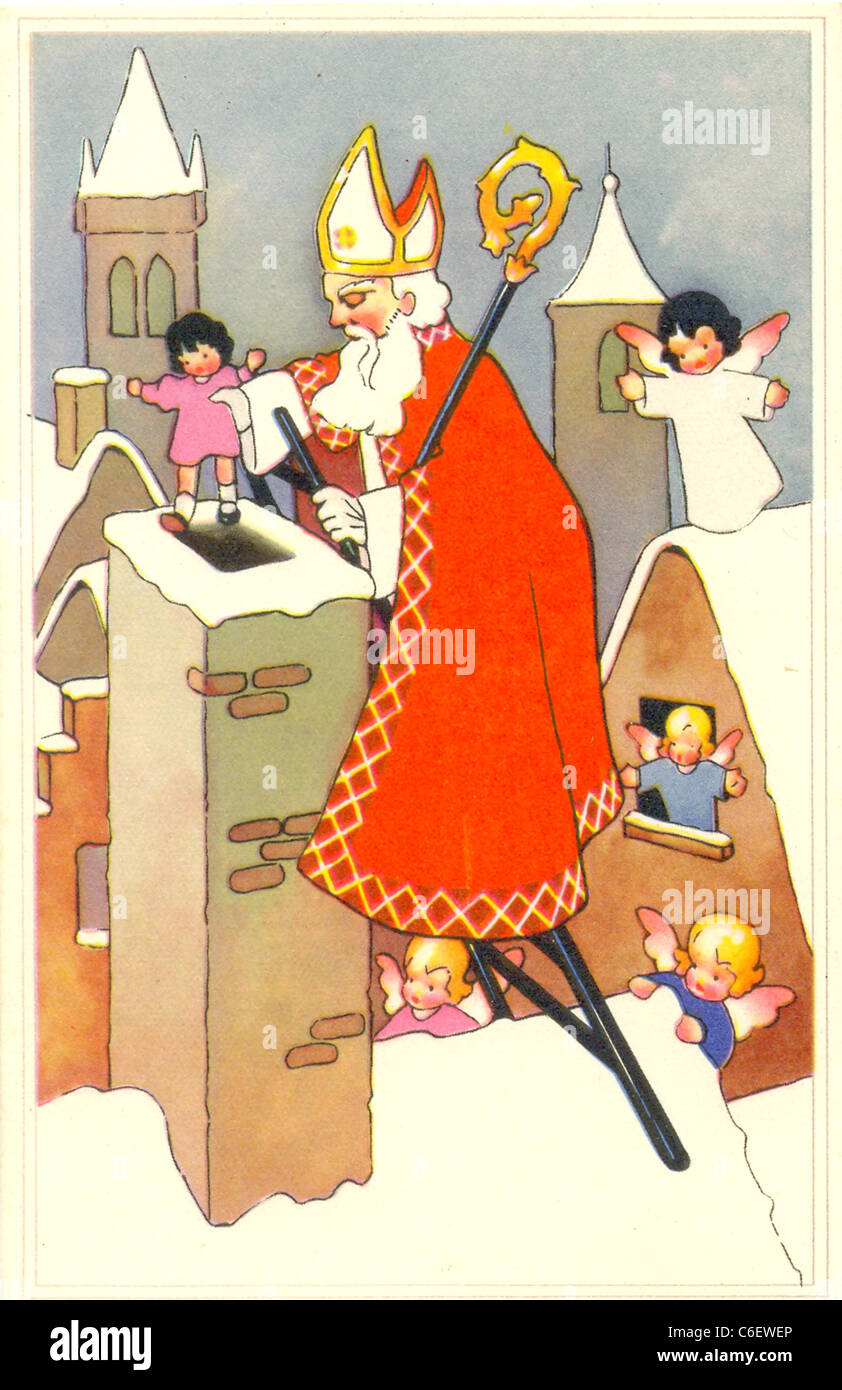 Postkarte des Heiligen Nikolaus Stockfoto