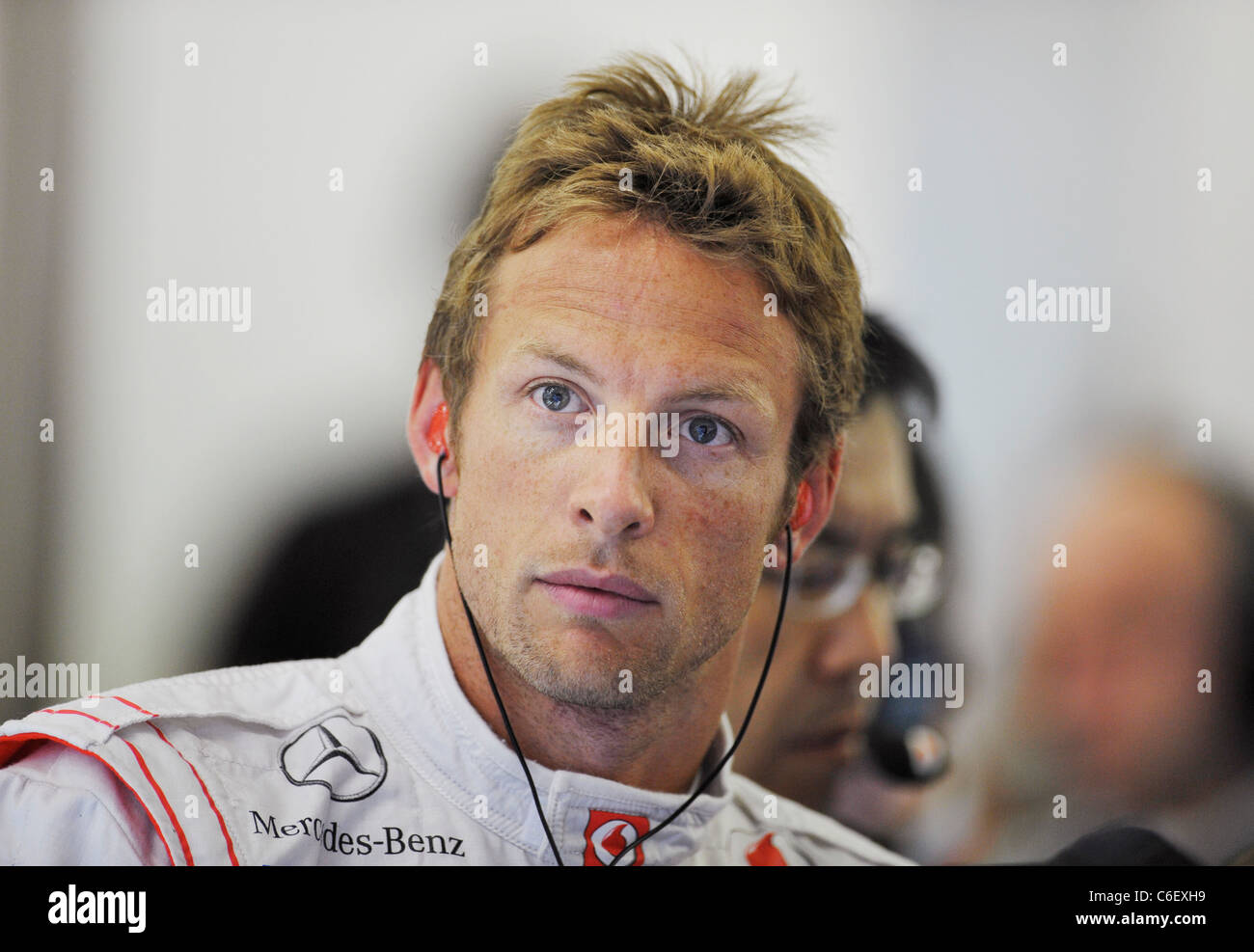 Jenson Button (GBR), McLaren-Mercedes in der belgischen Formel 1 Grand Prix in Spa-Francorchamps Stockfoto