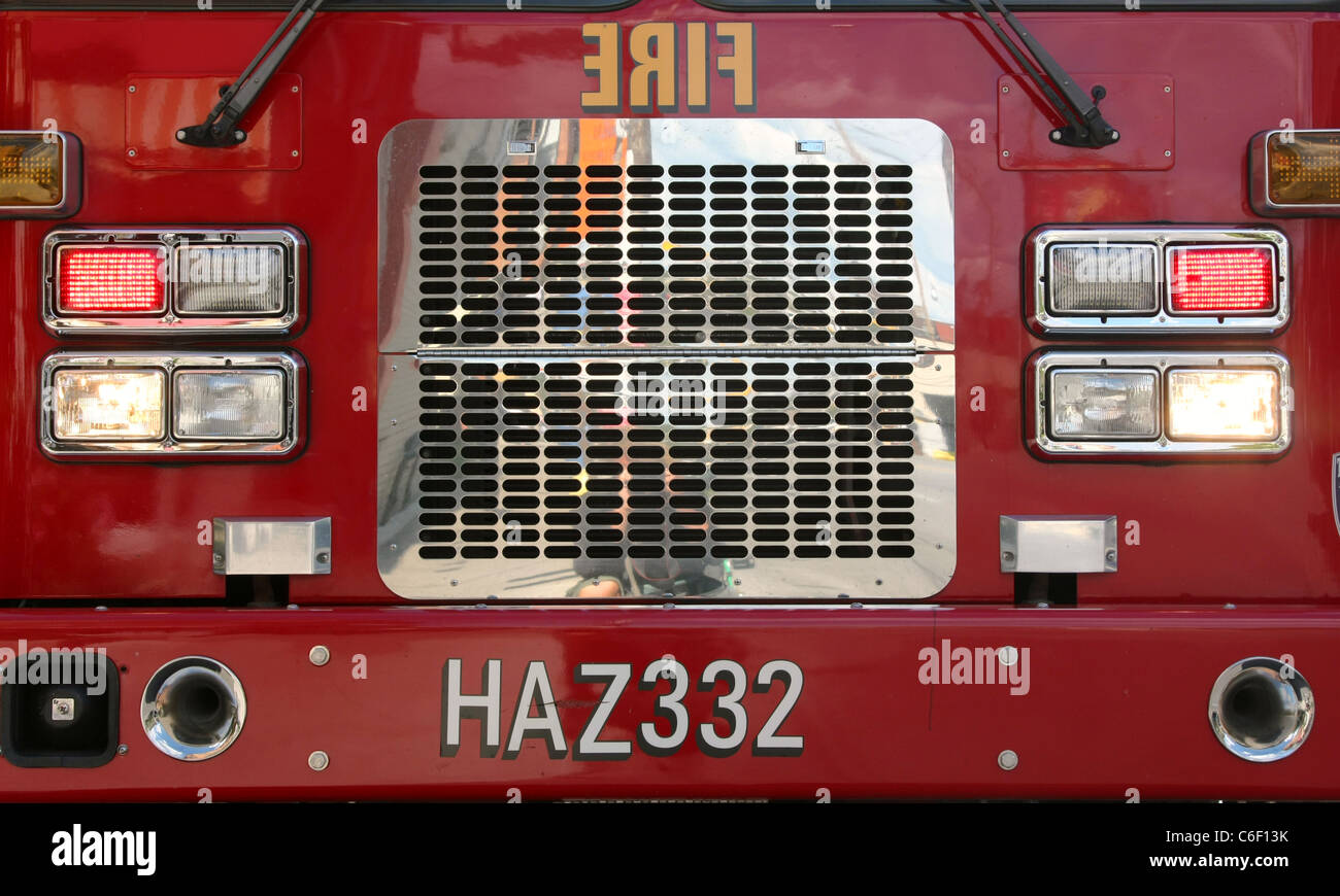 Vorderansicht des kanadischen Feuerwehrauto aus der chemischen Hazard-Team bei einem Notfall in Toronto Kanada Stockfoto