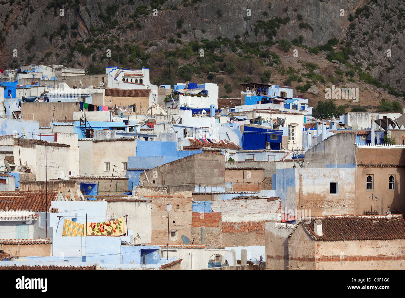 Blaue Häuser und Gassen in Chefchaouen, Marokko Stockfoto