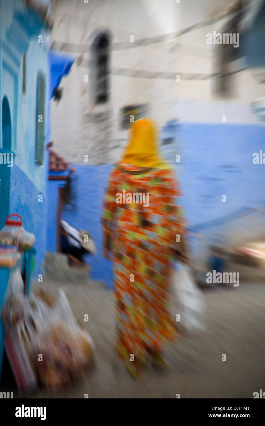 Blaue Häuser und Gassen von Chefchaouen, Marokko Stockfoto