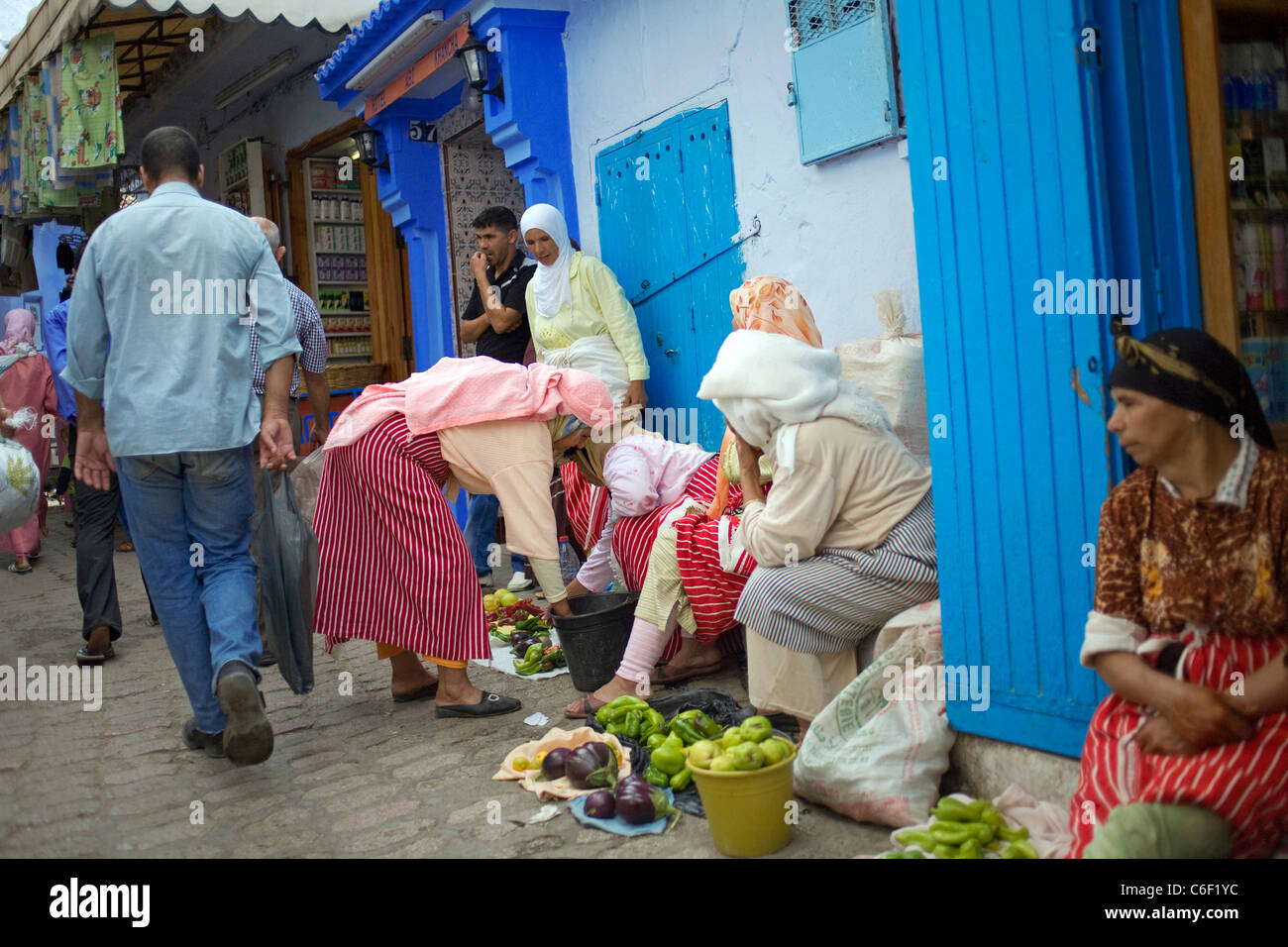 Blaue Häuser und Gassen von Chefchaouen, Marokko Stockfoto