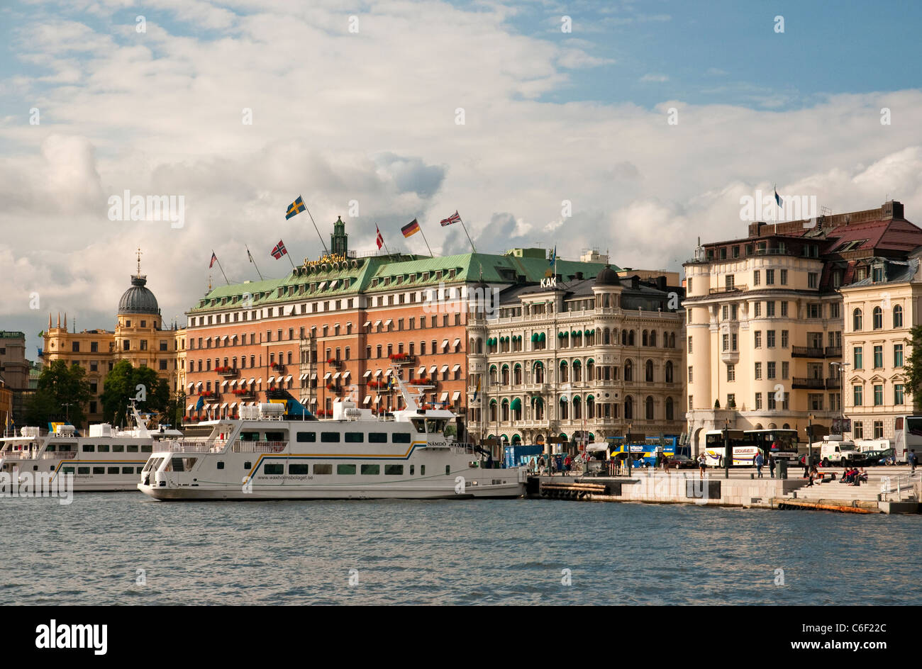 Hotels an der Strandpromenade in Stockholm, Schweden Stockfoto