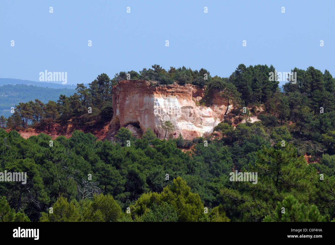 Ehemalige Ocker Steinbruch im Roussillon, Departement Vaucluse, Provence Region in Frankreich Stockfoto