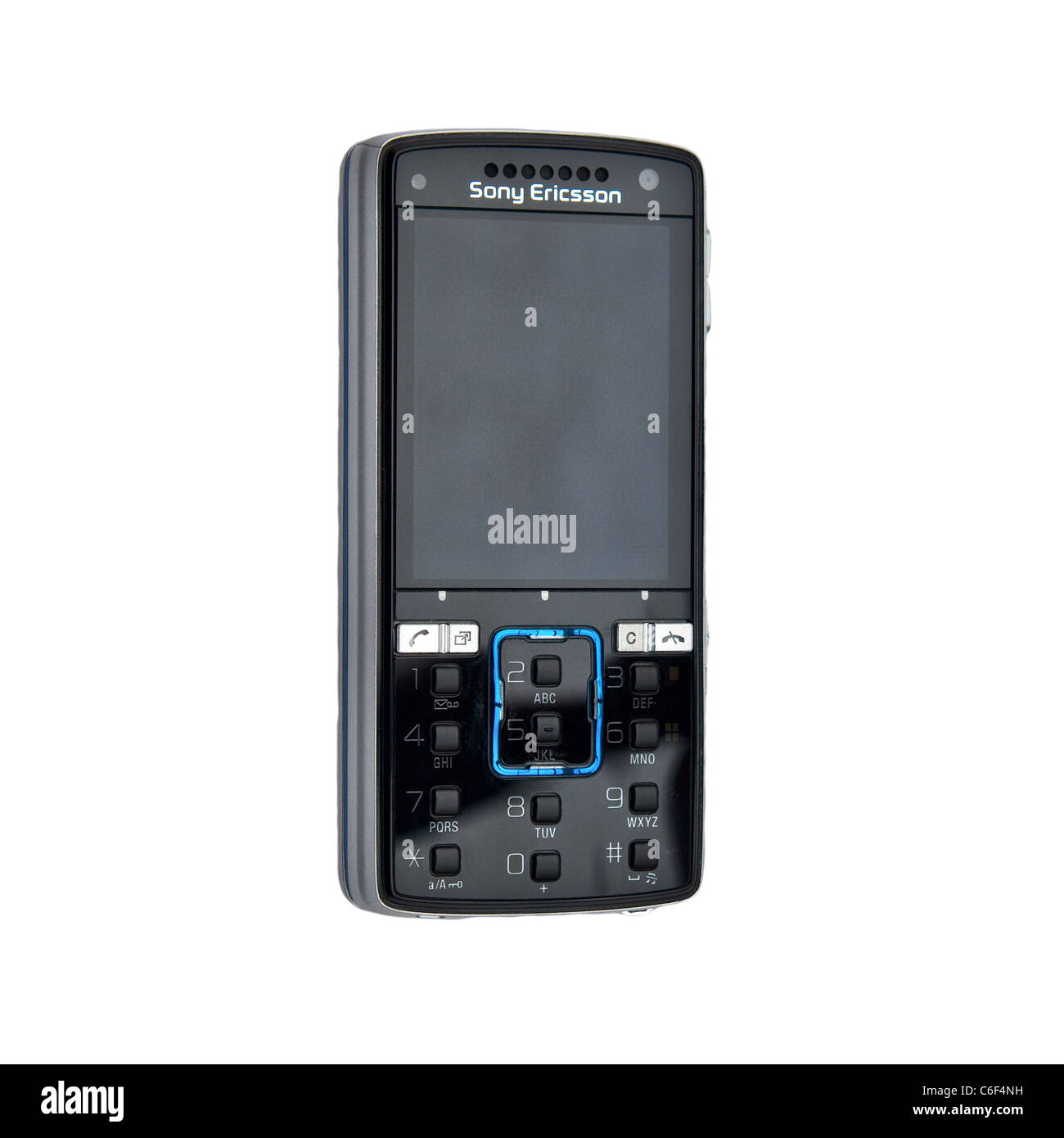 Sony Ericsson Handy ausgeschnitten. Blick von der Vorderseite. Nahaufnahme (Makro) Stockfoto
