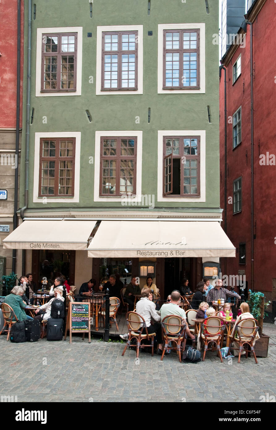 Café im Freien in Gamla Stan, Stockholm, Schweden Stockfoto