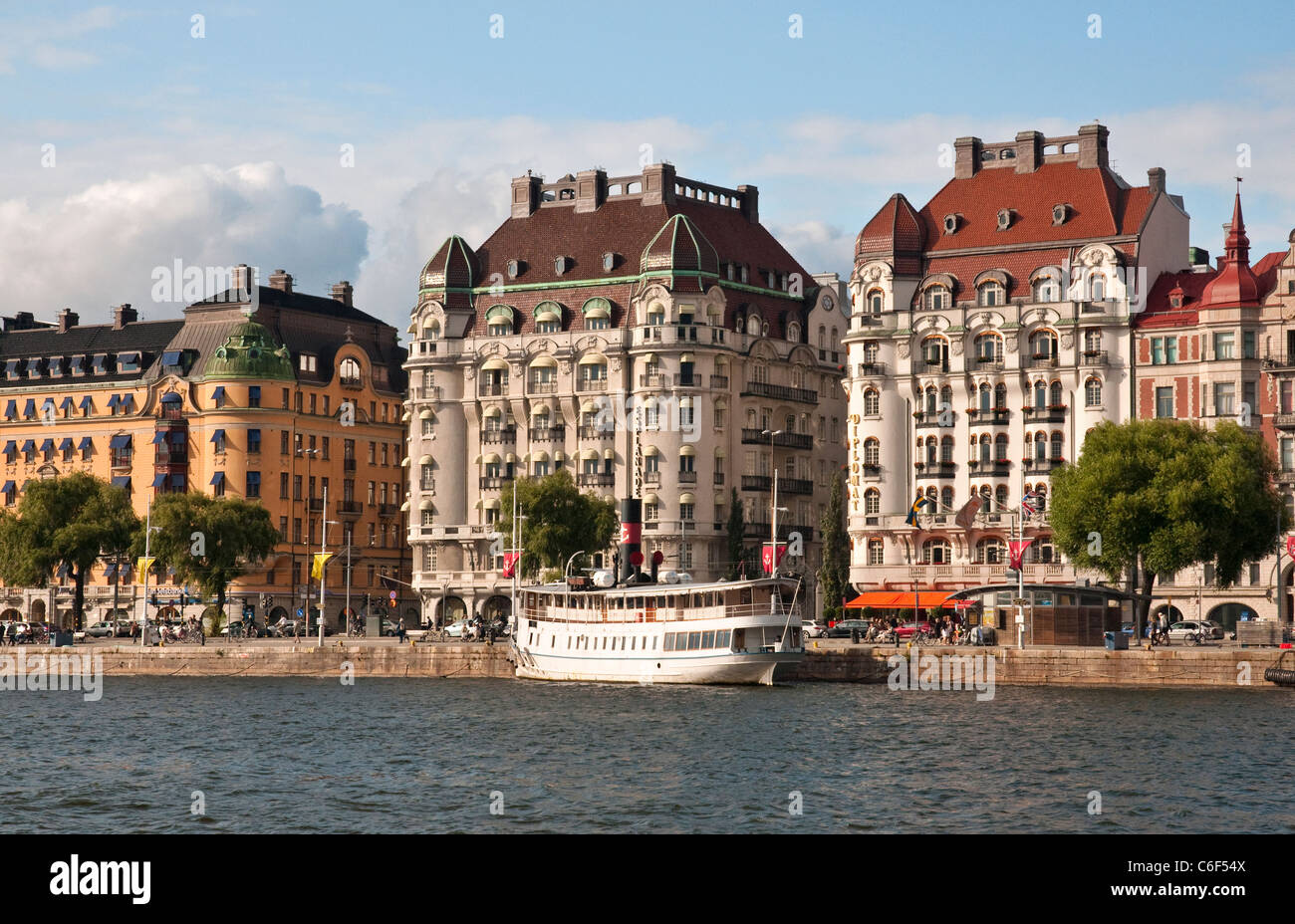 Hotels auf Blickrichtung in Östermalm, Stockholm, Schweden. Das Hotel Esplanade ist in der Mitte (Blickrichtung 7A) und Hotel Diplomat auf t Stockfoto