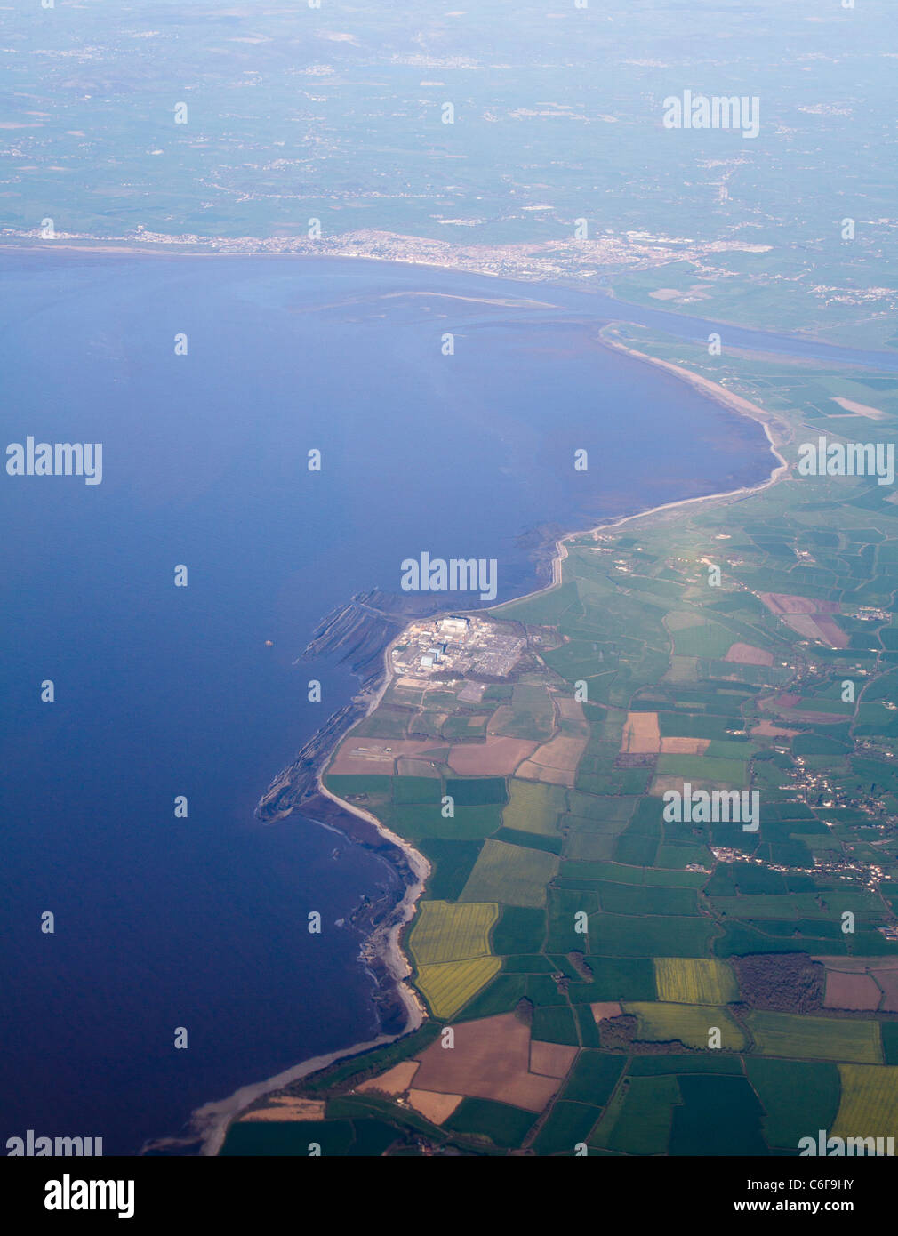 Küste von Somerset und Hinkley Point Atomkraftwerk. Stockfoto