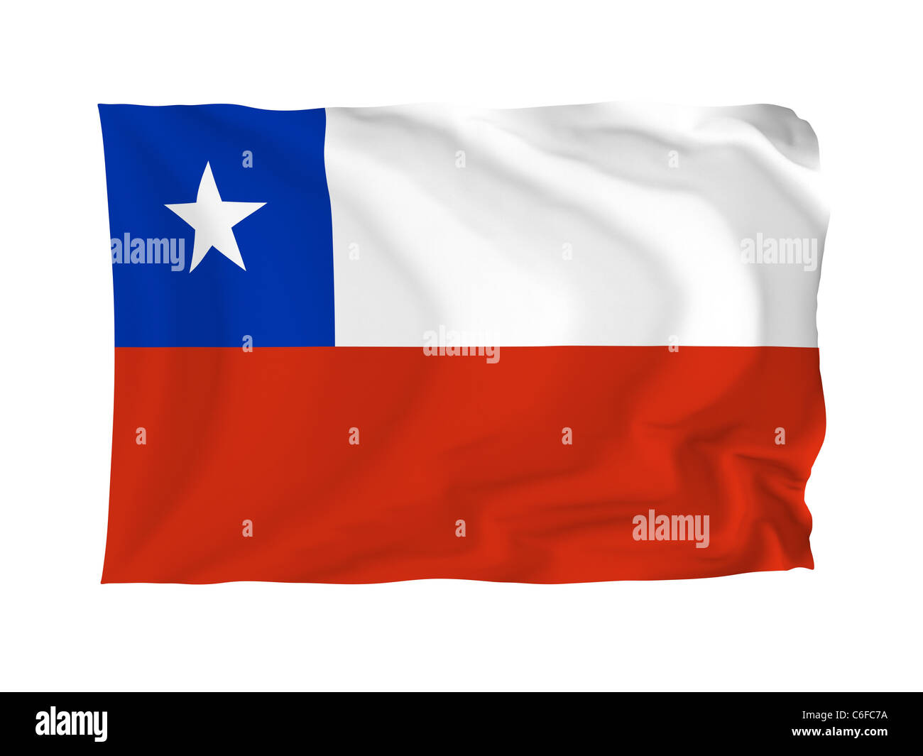 Chile. Hohe Auflösung South American Flag Serie. Mit Stoff. Stockfoto