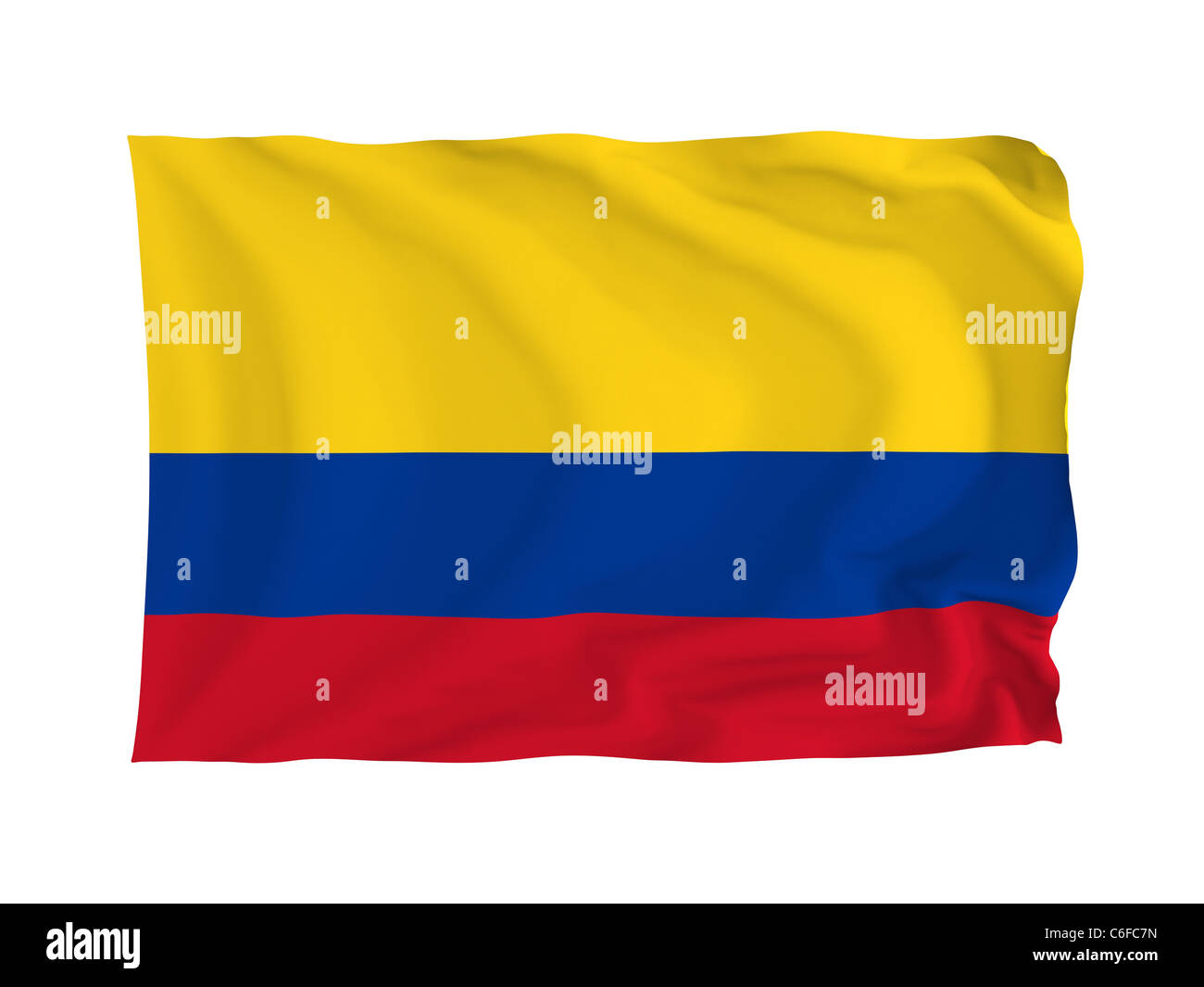 Kolumbien. Hohe Auflösung South American Flag Serie. Mit Stoff. Stockfoto